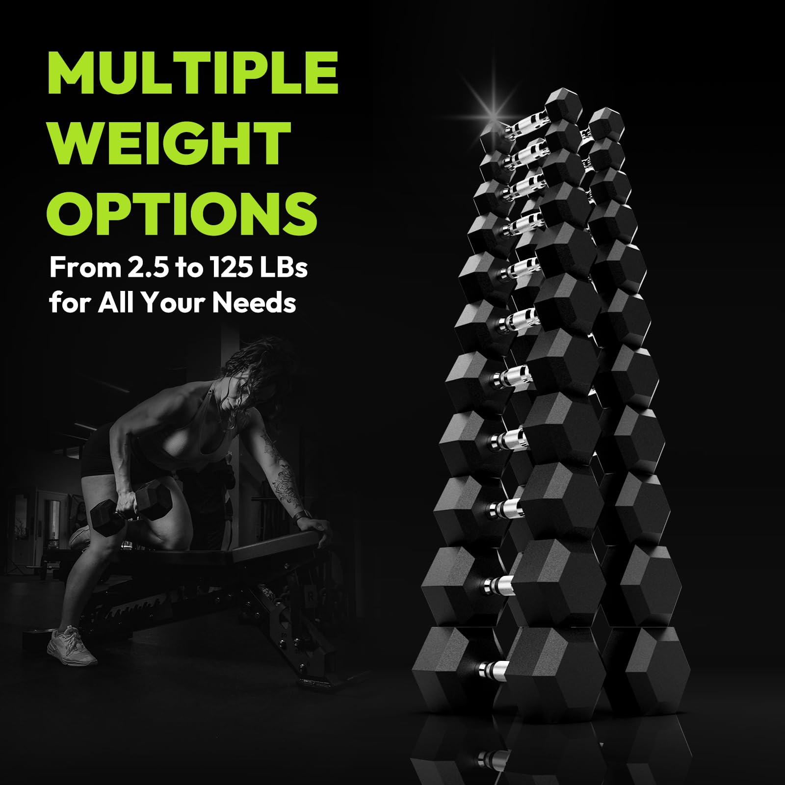 Hex Dumbbell Set 2.5-400 lb - Rubber Encased Dumbbells for Strength Training & Fitness - Pair of Weight Dumbbells for Home Gym, CrossFit, and Workout - Perfect for Muscle Building, Weightlifting, and Full-Body Exercises