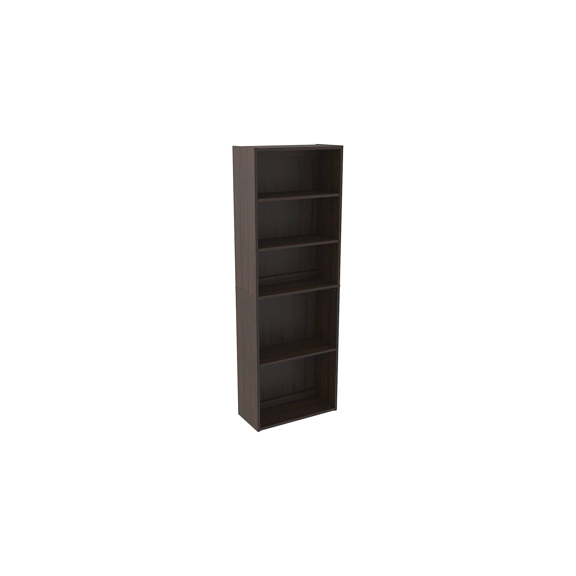 Antique Black Brown Traditional Wood Finish Casual Bookcase - Perfect for Home Office, Living Room & Library Decor