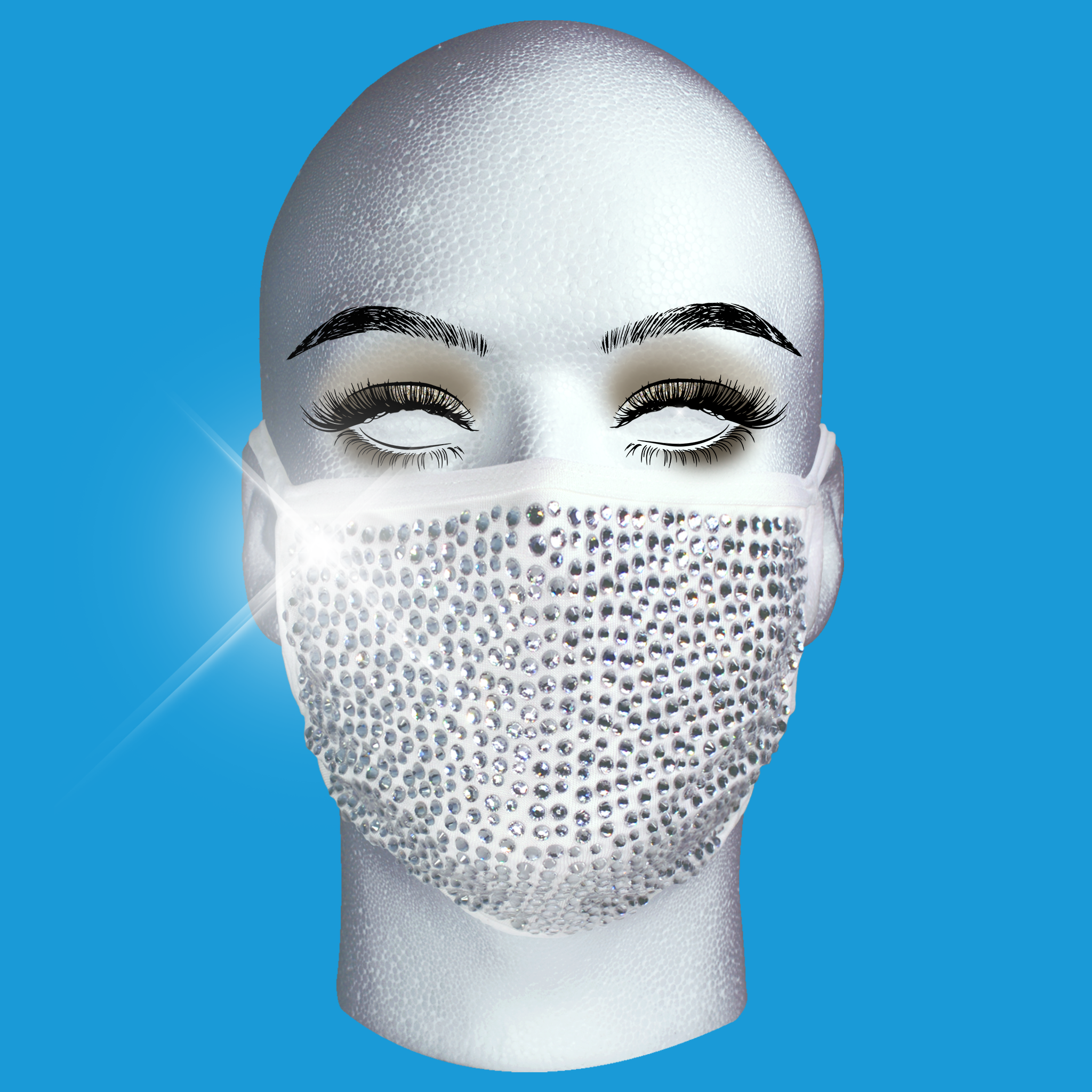 Sparkling Rhinestone Face Mask with Silver Crystals - Elegant White Party Mask for Women, Perfect for Prom, Wedding, Halloween & Costume Events