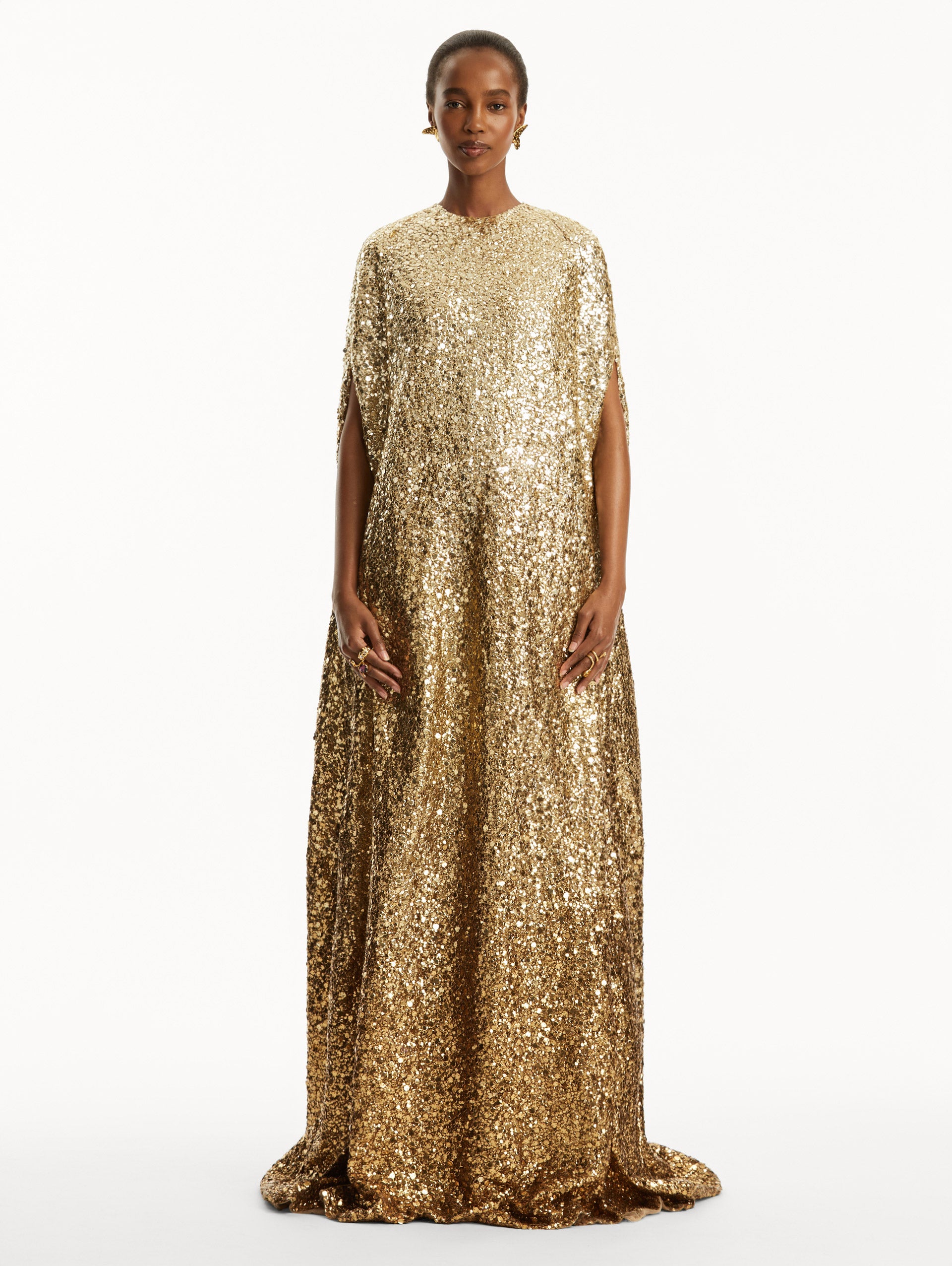 Elegant Metallic Ombré Sequin Embroidered Caftan Dress for Women - Perfect for Beach Parties, Evening Events & Special Occasions