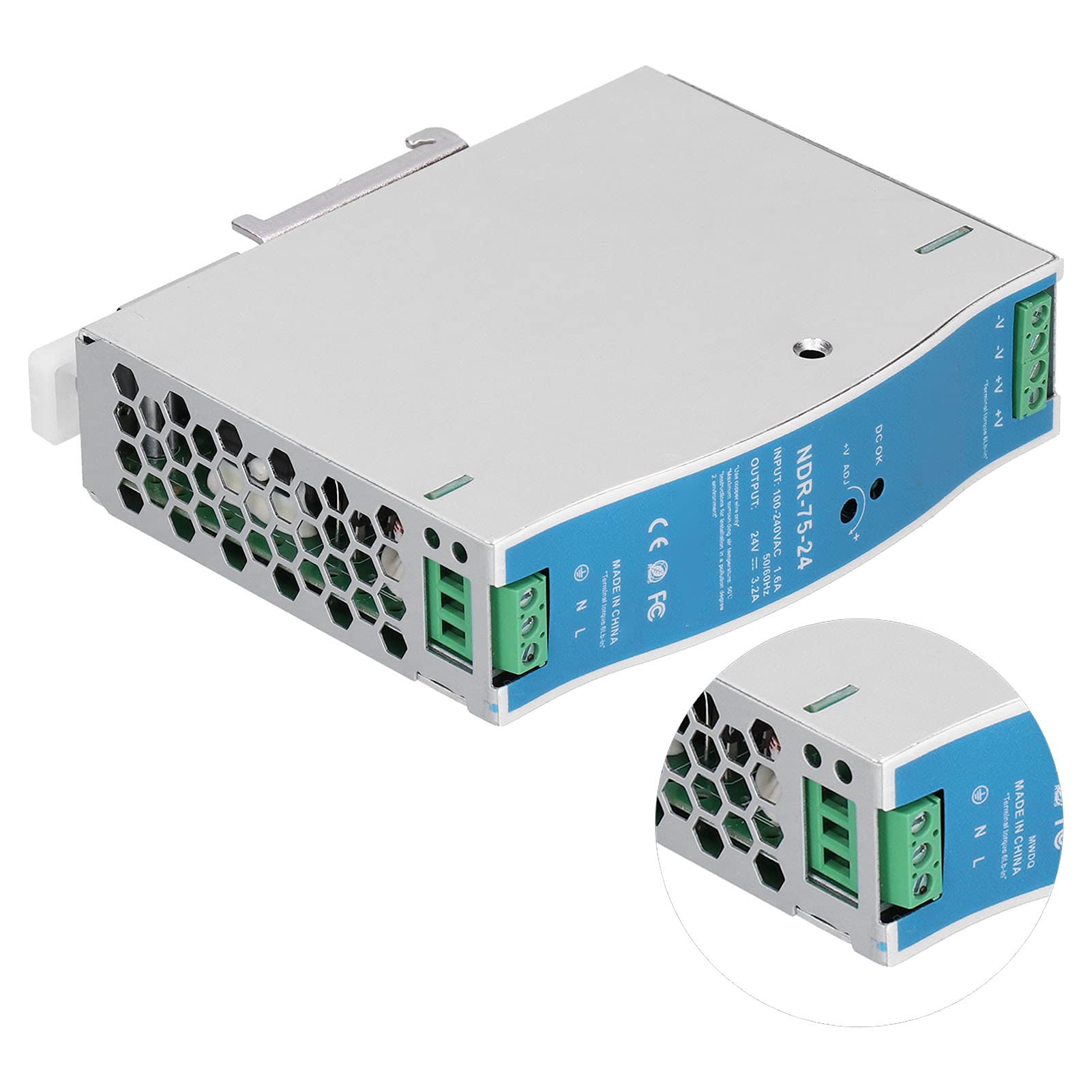 NDR-75-24 Industrial Power Supply 24V 3.2A 76.8W - Stable Rail Power Supply for Automation, CNC Machines & Industrial Equipment