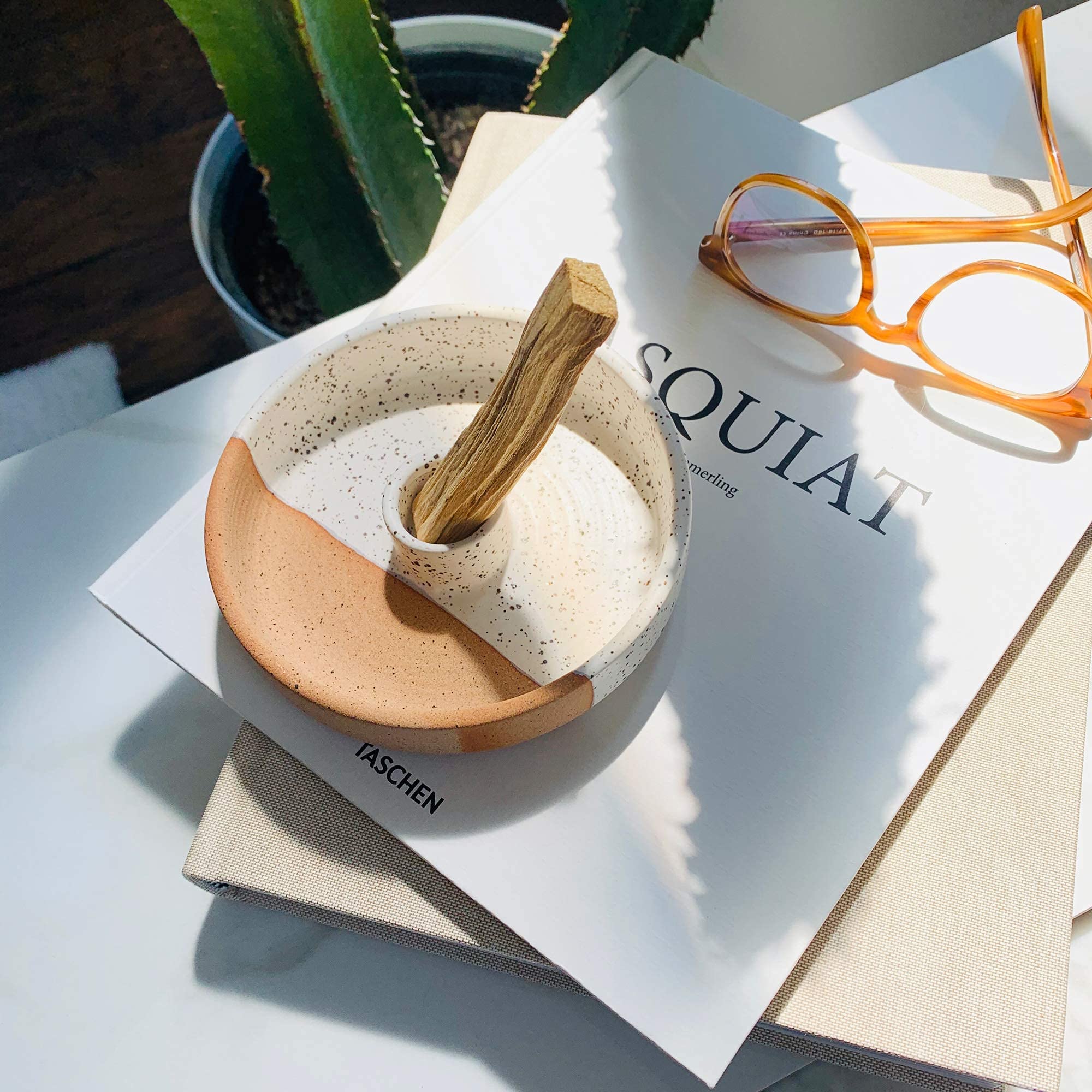 Bursera Terracotta Collection - Palo Santo Holder, Ceramic Bowl & Oval Plate Set for Home Decor | Aromatherapy, Meditation & Dining Accessories