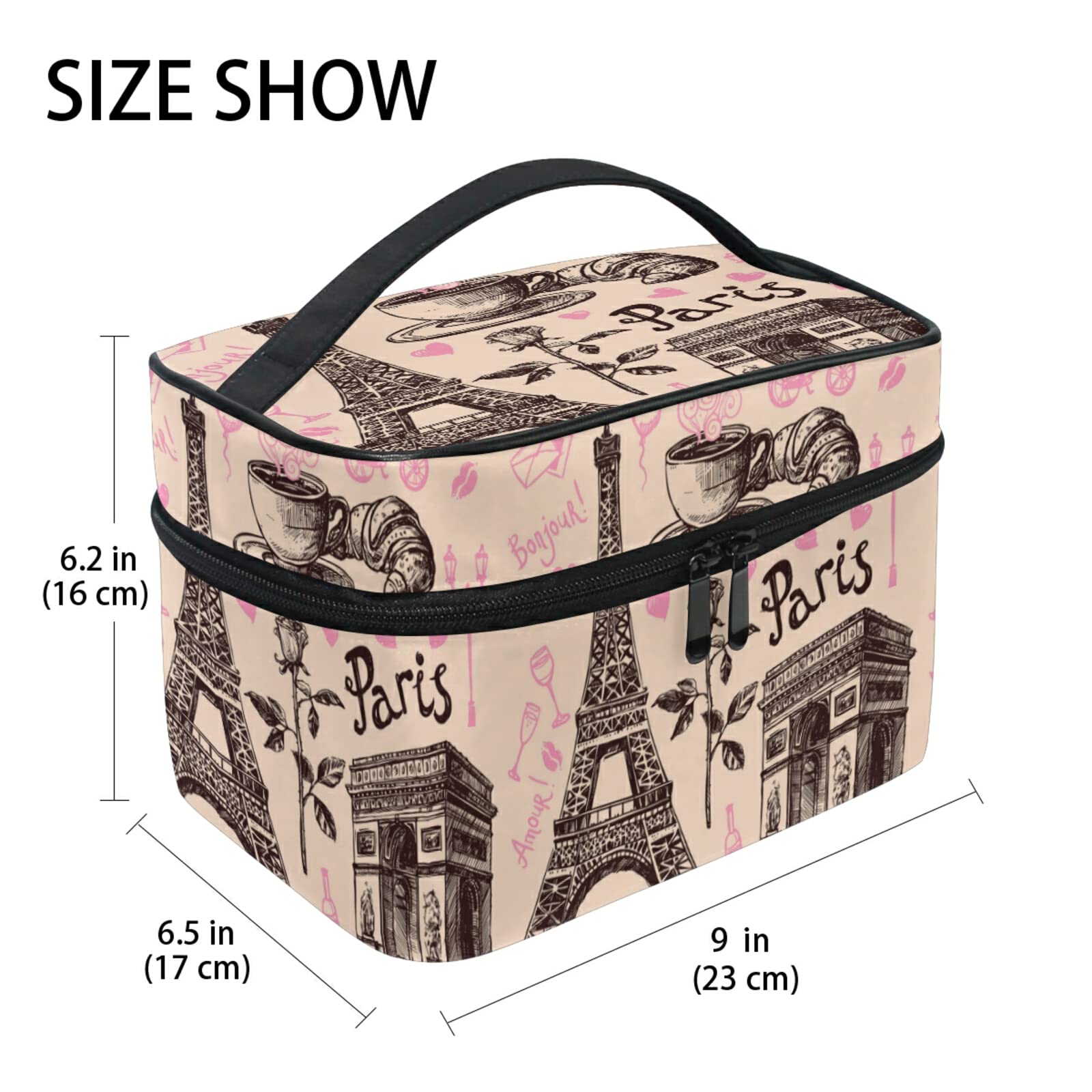 Stylish Paris Eiffel Tower Makeup Bag for Women - Waterproof Cosmetic & Toiletry Travel Organizer - Perfect for Travel, Gym, and Daily Essentials Storage