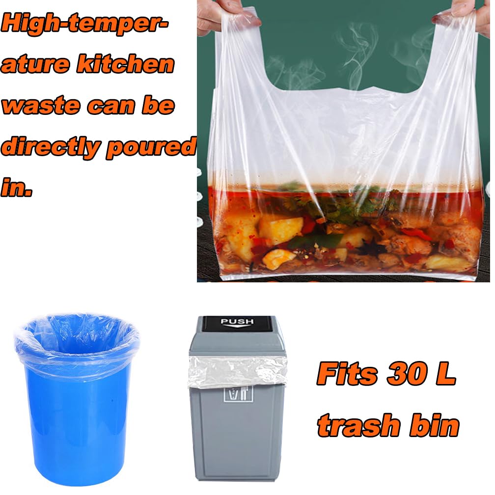 8 Gallon Heavy Duty Plastic Bags with Handles - 100 Pack Extra Thick 2 MIL Trash Bags, 30L Capacity (23.62