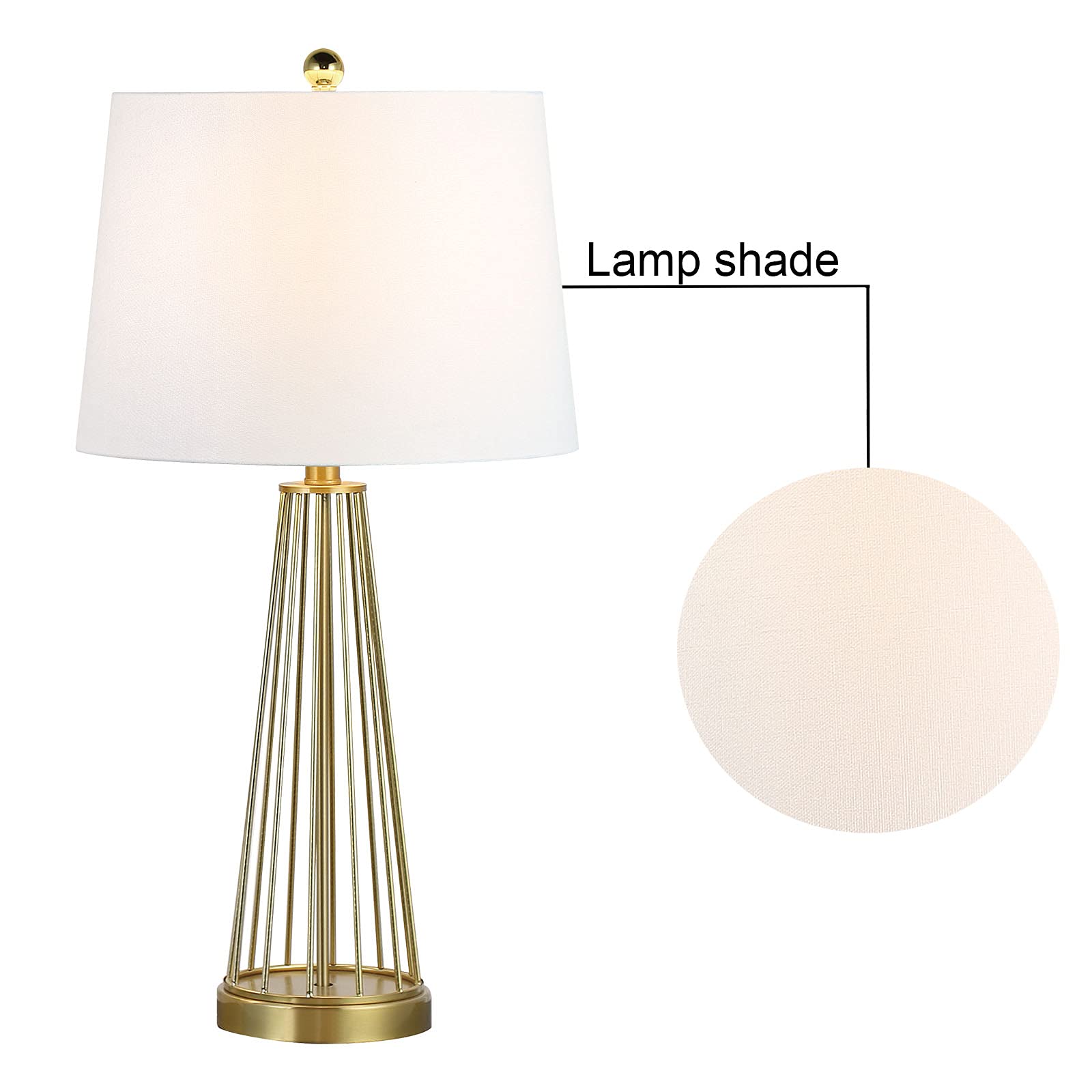 Maxax 27 Inch Table Lamps Set of 2 - 3-Way Dimmable Brass Gold Nightstand Lamps with White Fabric Shade, Industrial Bedside Lighting for Living Room, Bedroom & Office - Hollow Metal Base for Modern Home Decor