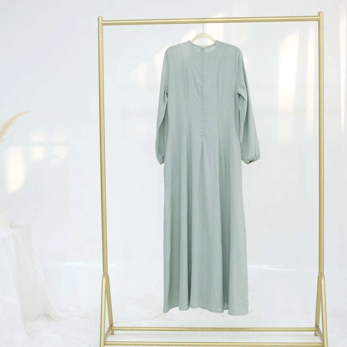Premium Linen Cotton Blend Waist Abaya Dress #25955 - Modest Islamic Fashion for Women, Perfect for Prayer, Eid, and Special Occasions