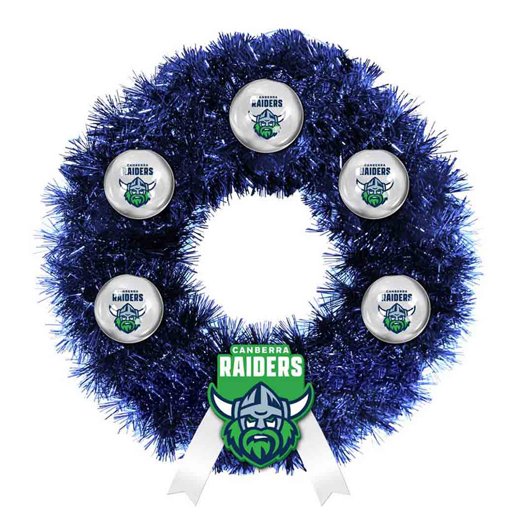 Canberra Raiders Christmas Wreath - Official NRL Team Decor for Holiday Door, Wall & Fireplace - Perfect for Fans & Home Decor