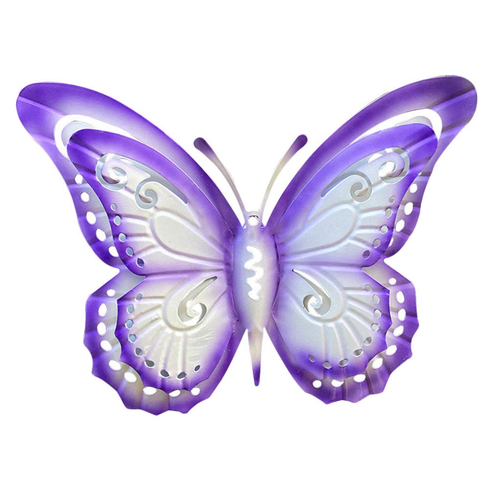 1pc Wrought Iron Colorized Butterfly Decorative Pendant - Handcrafted Garden Ornament for Outdoor Courtyard, Patio, and Home Decor | Rustic Metal Art Hanging Decor for Wall, Fence, and Tree Branches