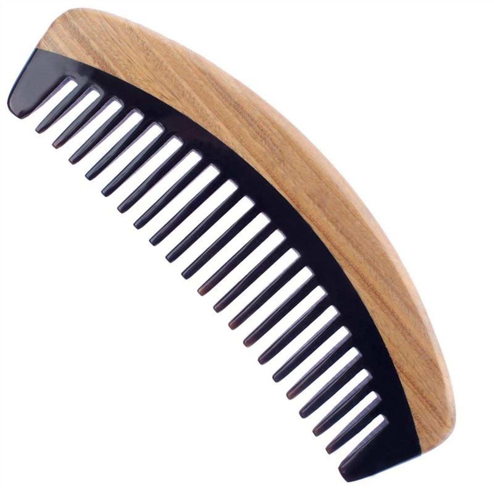 BAWHO Horn and Green Sandalwood Comb - Anti-Static Hair Brush for Styling & Scalp Massage - Natural Wooden Comb for Men & Women - Perfect for Home, Travel, and Salon Use