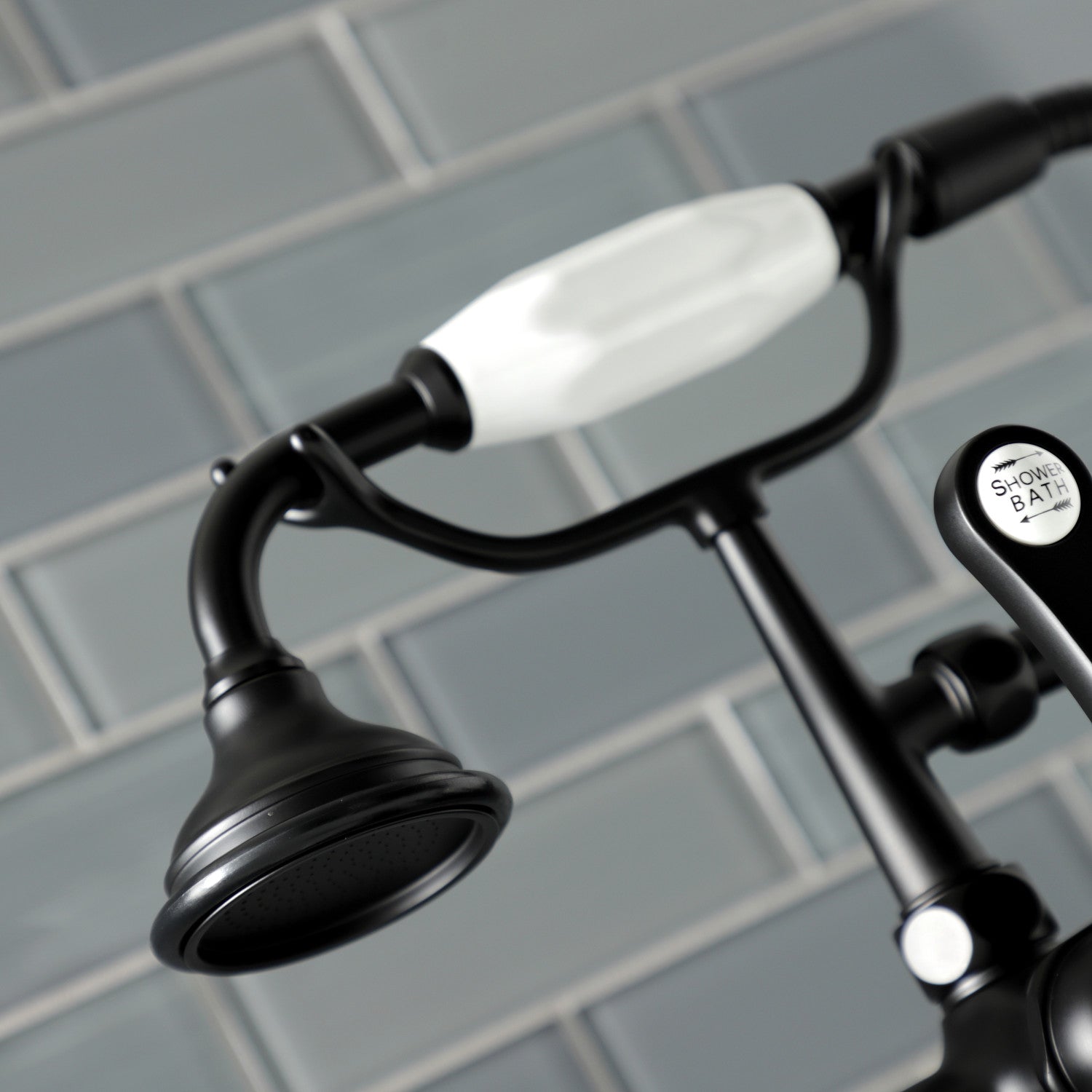 Vintage Matte Black Clawfoot Tub Faucet with Hand Shower - AE105T0 3-Handle 2-Hole Deck Mount Bathroom Fixture for Classic & Modern Bathrooms