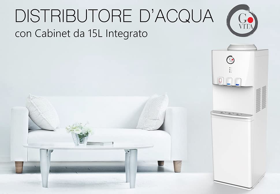 Cold and Hot Water Dispenser with Mini Beverage Fridge - Freestanding Floor Model with Cabinet - Perfect for Offices, Homes, and Restaurants