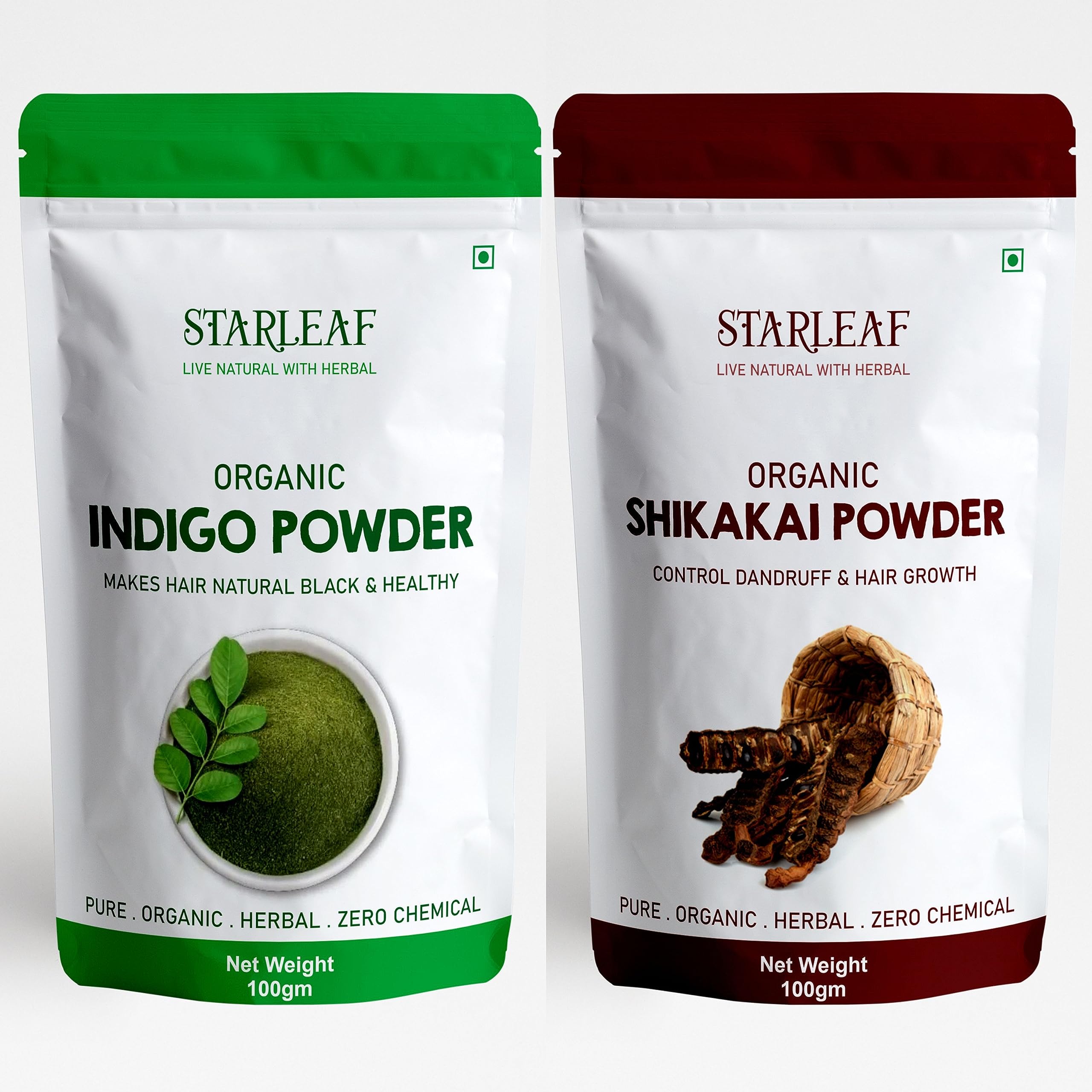 Organic Indigo & Shikakai Powder Combo Pack (2x100g) - 100% Natural Hair Care Treatment for Color, Growth & Scalp Health | Chemical-Free, SLS & Paraben Free | Perfect for DIY Hair Masks & Ayurvedic Hair Treatments