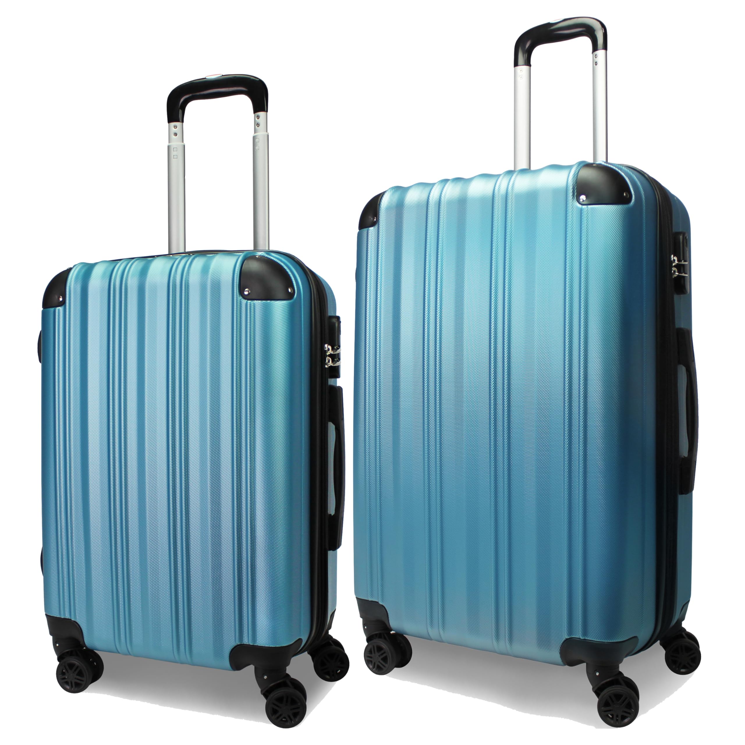 Kemyer Quest Hardside Lightweight Expandable Spinner Luggage Set (20in & 25in) - Sapphire Blue - Perfect for International Travel & Business Trips