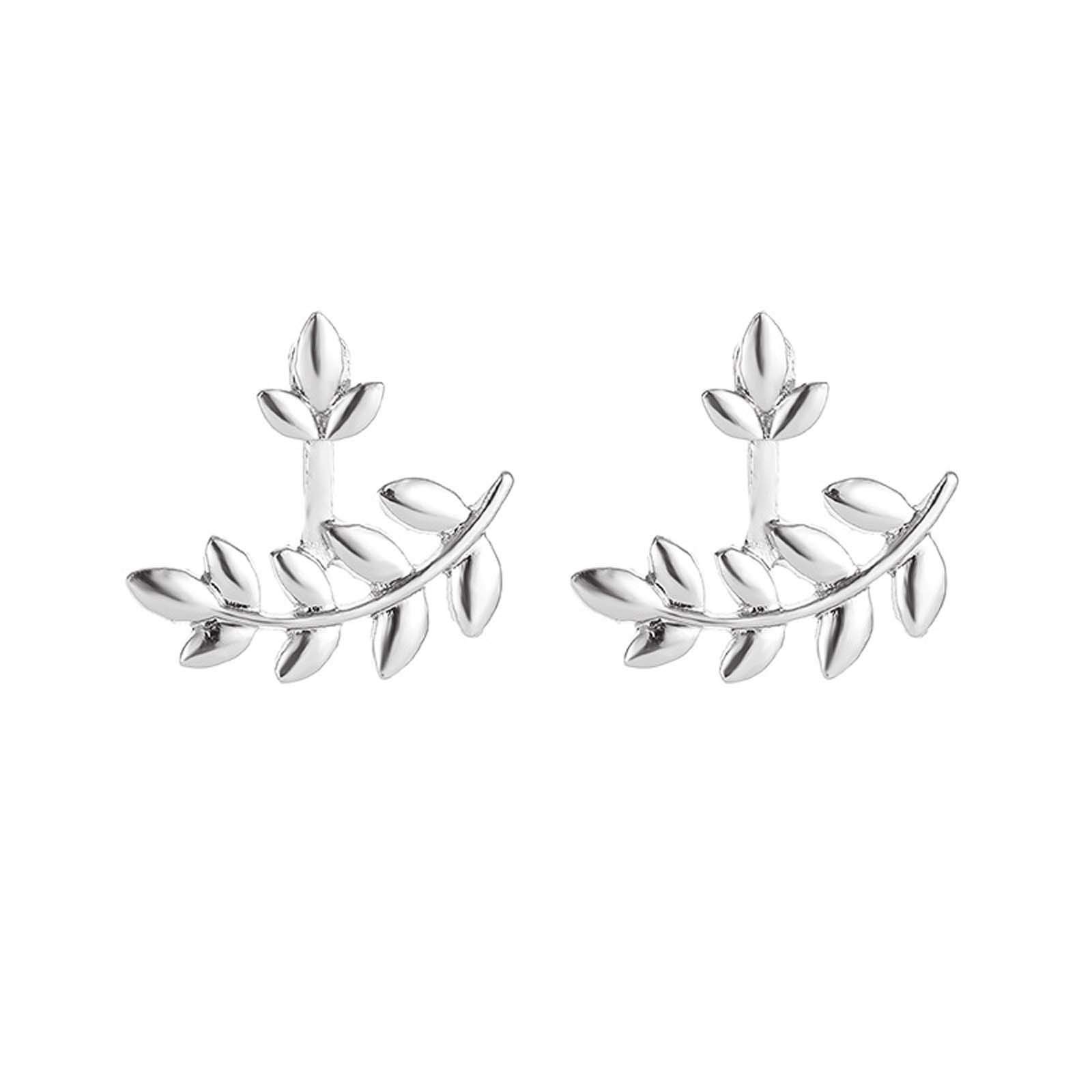 Stylish Silver Hoop Earrings for Women - Trendy Leaf Design Dangle Earrings with Secure Back Closure | Perfect for Everyday Wear, Parties & Gift Giving (One Size, Silver)