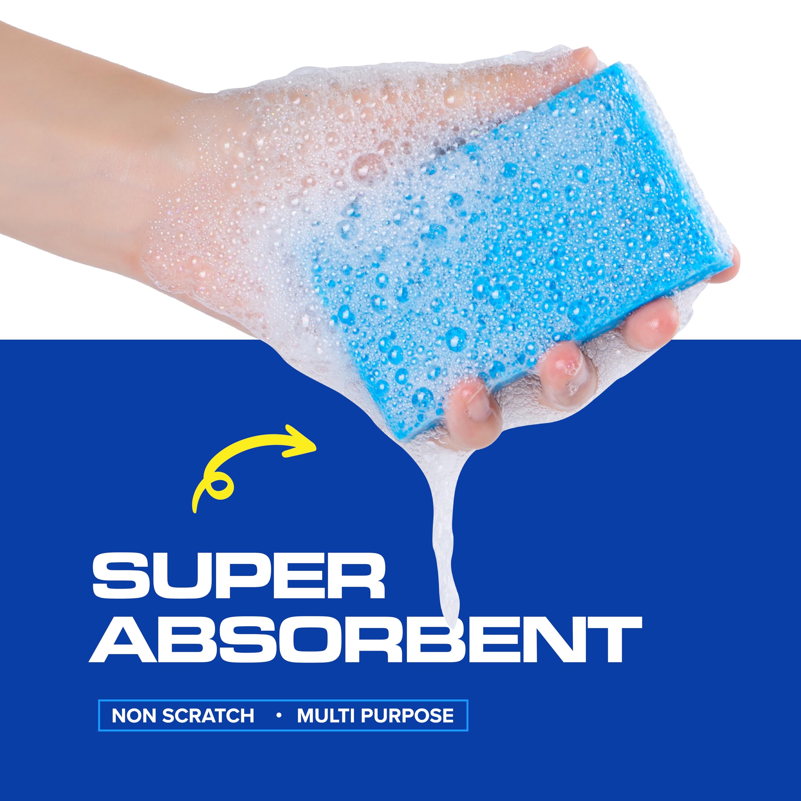 SCRUBIT 48-Count Non-Scratch Dish Scrub Sponges for Kitchen Cleaning | Natural Cellulose Sponges for Dishes, Pots & Pans | Heavy-Duty Cleaning for Sinks, Countertops & Cookware