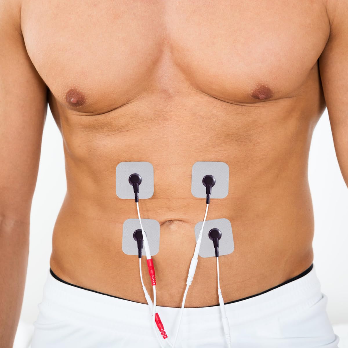 BESPORTBLE 20 Pack 5x5cm Reusable TENS Unit Electrode Pads - Self Adhesive Electrotherapy Pads Compatible with BEURER & Most TENS Devices - Perfect for Pain Relief, Muscle Recovery & Massage Therapy at Home or Clinic (White)