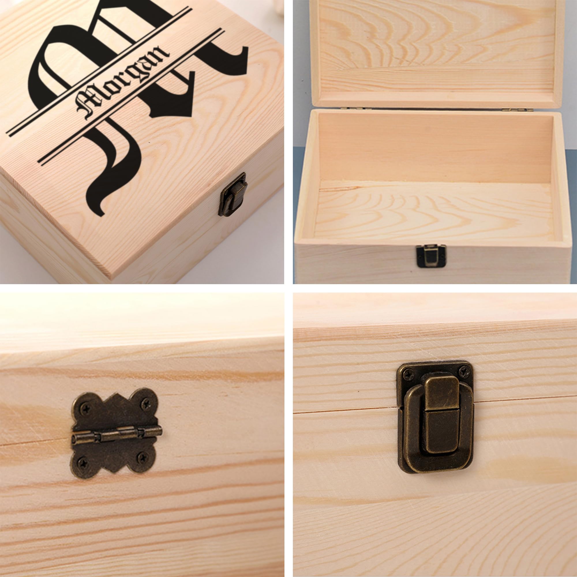 Personalized Wooden Memory Box with Custom Name - Engraved Keepsake Storage Box with Lid for Jewelry, Photos & Mementos - Unique Gift for Women & Men - Birthday, Anniversary, Wedding, Graduation Gift Idea - Perfect for Home Decor & Special Occasions