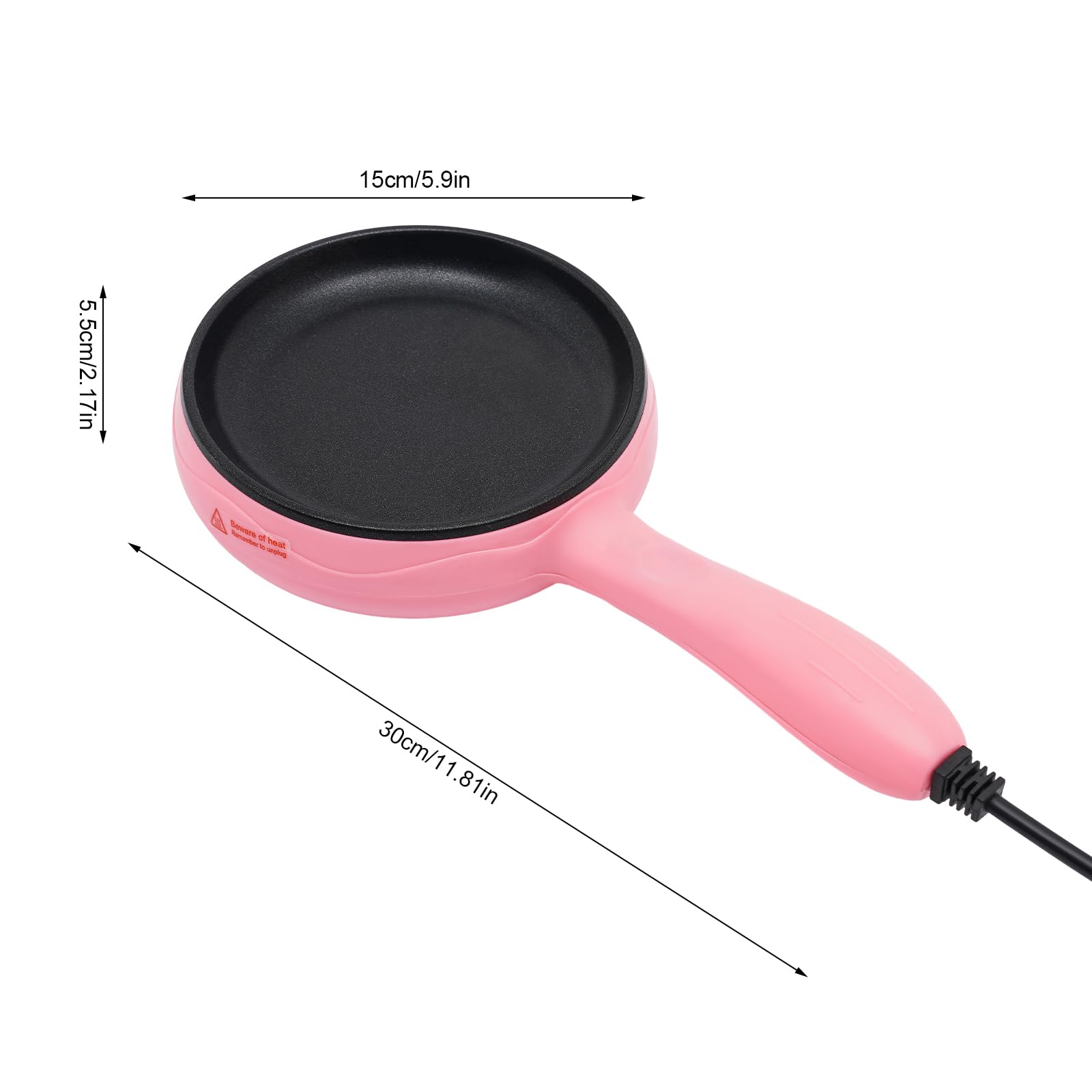 6-Inch Non-Stick Electric Skillet - Fast Heating Mini Round Griddle for Pancakes, Eggs, Cookies | Portable Cooking for Breakfast, Lunch & Snacks | Perfect for Dorms, Offices & Travel | Blue/Yellow/Pink (Pink)