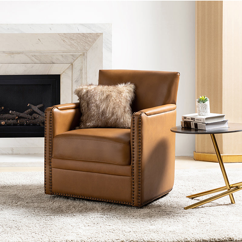 Gloria Genuine Leather Swivel Chair - 360° Rotating Office Chair with Adjustable Height for Home & Office Workspace - Perfect for Conference Rooms, Study Desks and Executive Offices