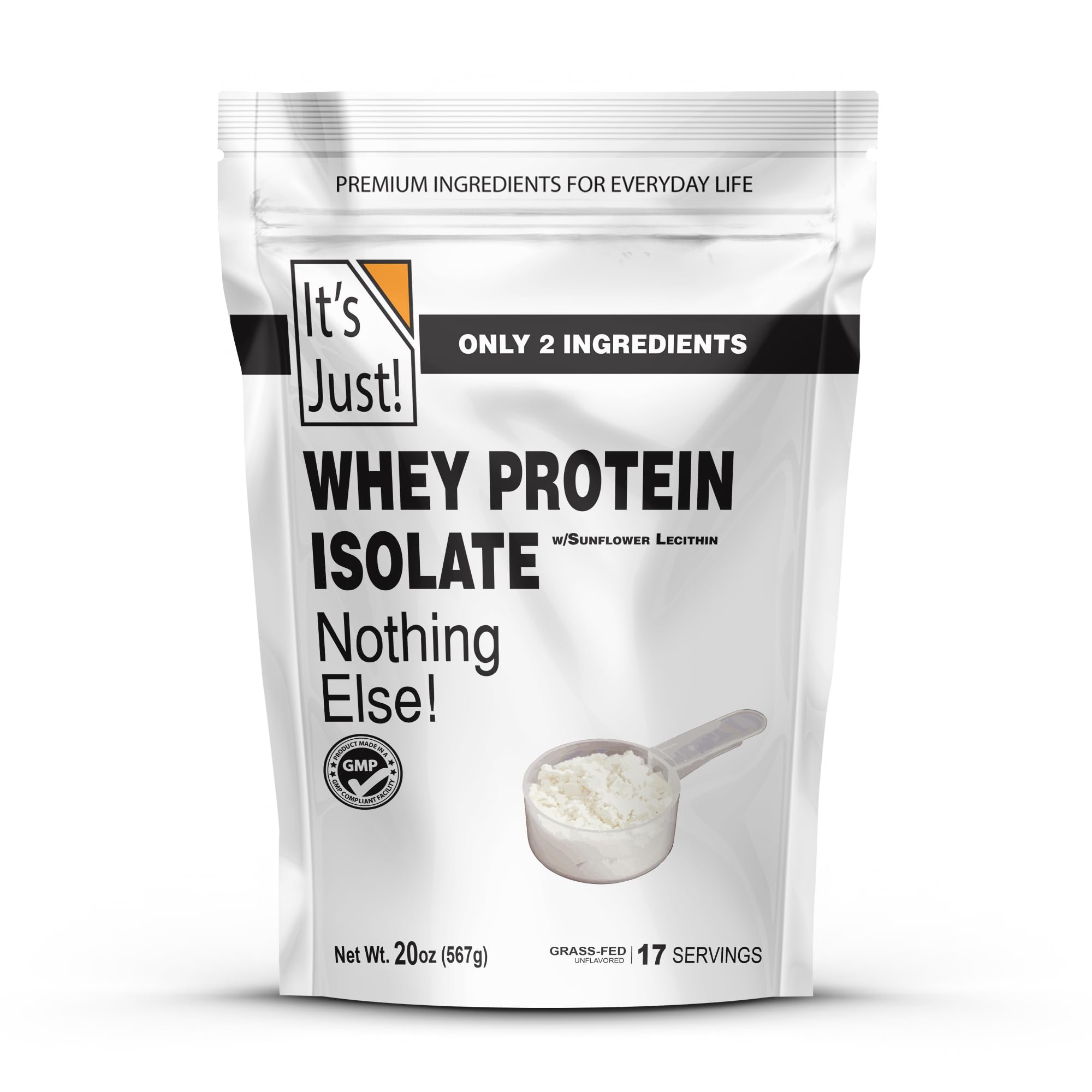 Ultra Premium Grass-Fed Whey Protein Isolate - 90% Pure Protein, 1g Carb, No Added Sugar, Unflavored, Made in USA (1.25lb) | Ideal for Post-Workout Recovery, Muscle Building & Healthy Lifestyle