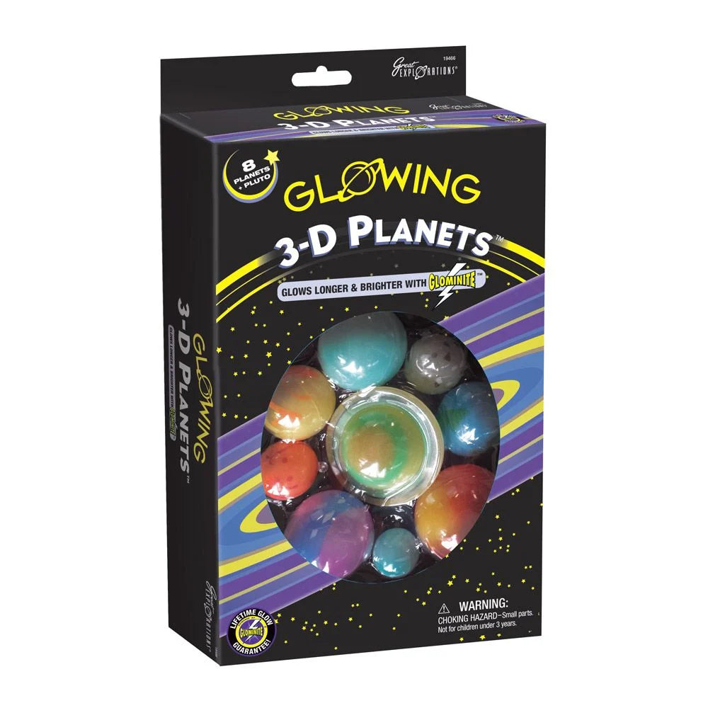 Glowing 3D Planets Boxed Set - Solar System Model Kit for Kids & Adults - Perfect for Space Themed Bedrooms, Science Classrooms & Astronomy Enthusiasts