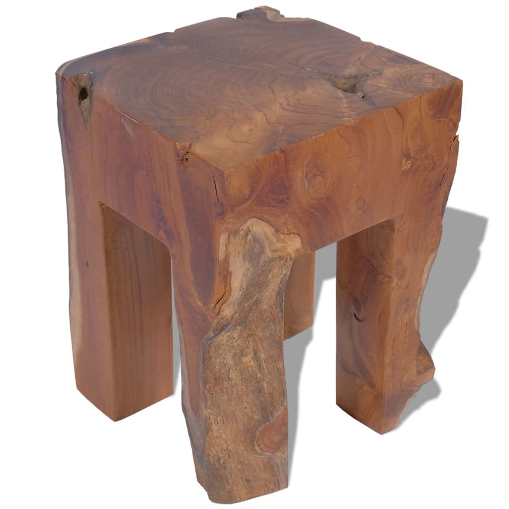 **Solid Teak Wood Garden Stool - Natural Side Table, Plant Stand & Bedside Frame - Multifunctional Home & Garden Decor for Indoor & Outdoor Use**