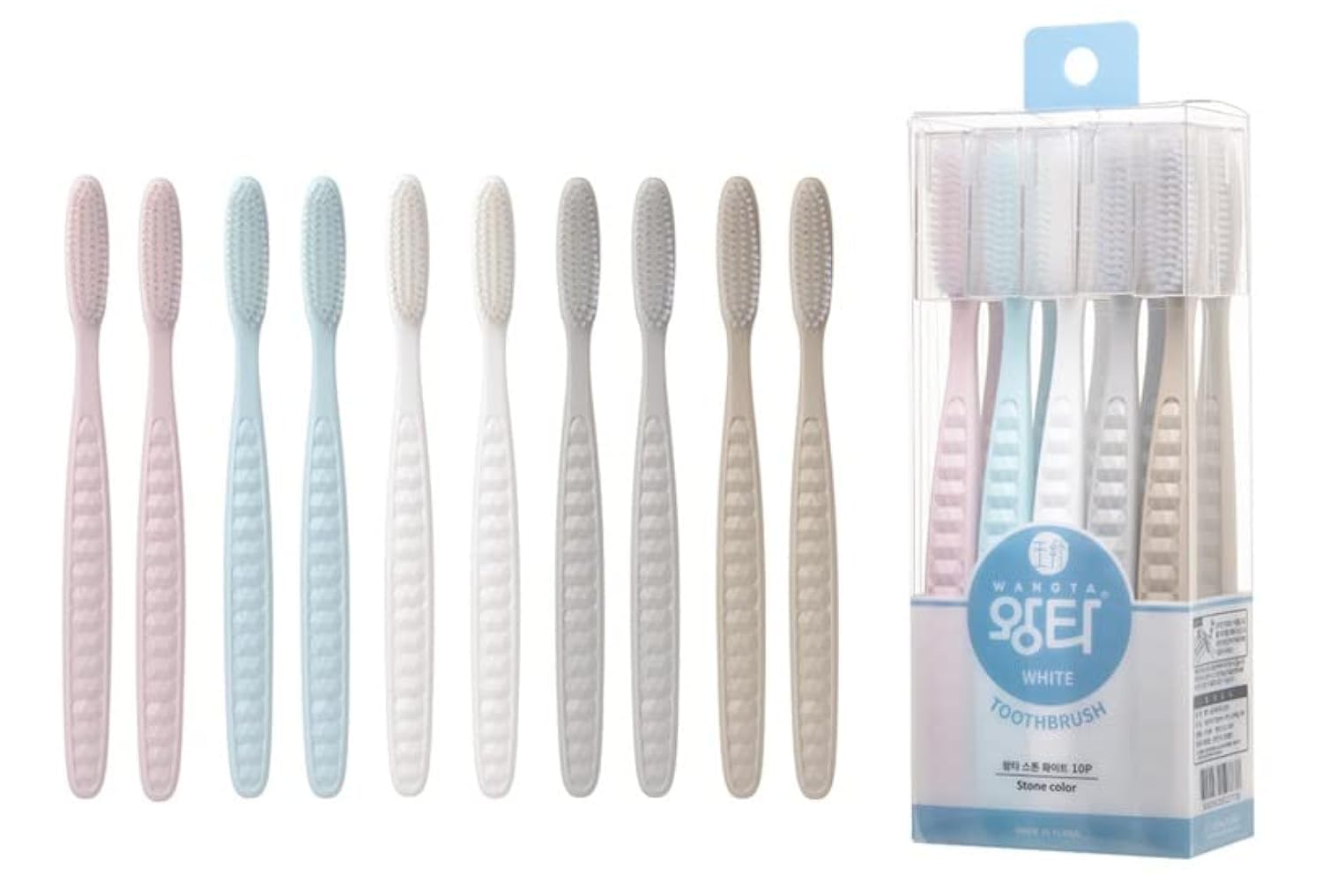 Wangta Soft Toothbrush 10 Pack (Stone White) – Ultra Gentle Bristles for Sensitive Teeth & Gums | Efficient Plaque Removal | Perfect for Travel, Home & Office Use | Eco-Friendly Manual Toothbrush