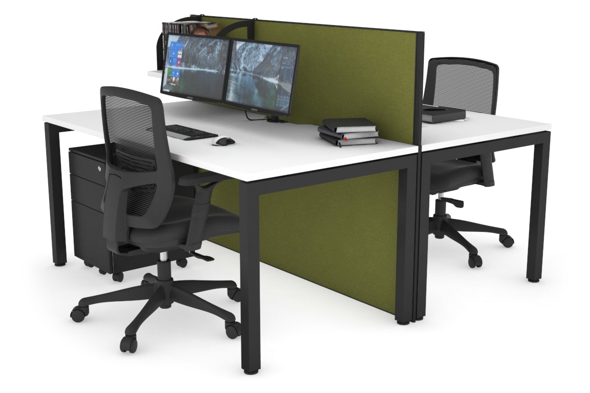 Horizon Quadro 2-Person Office Workstation Bench with Square Legs - 1800L x 800W Dimensions, Cable Management Scallop - Perfect for Shared Workspaces & Collaborative Office Environments
