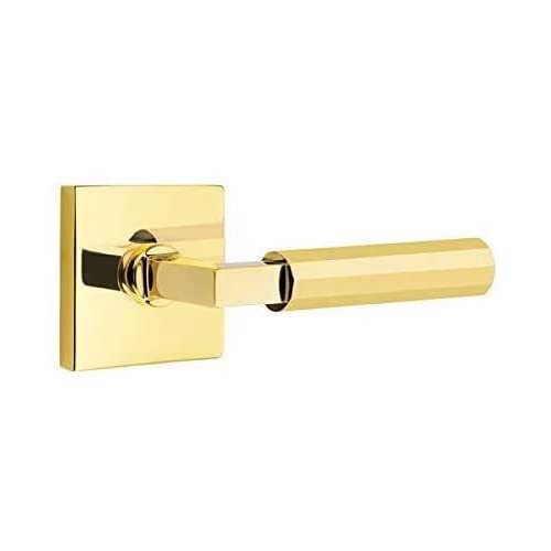 Emtek Select Passage Door Hardware - Square Rosette, L-Square Stem, Faceted Lever (Left Hand, Oil Rubbed Bronze) for Interior Doors & Home Renovation Projects