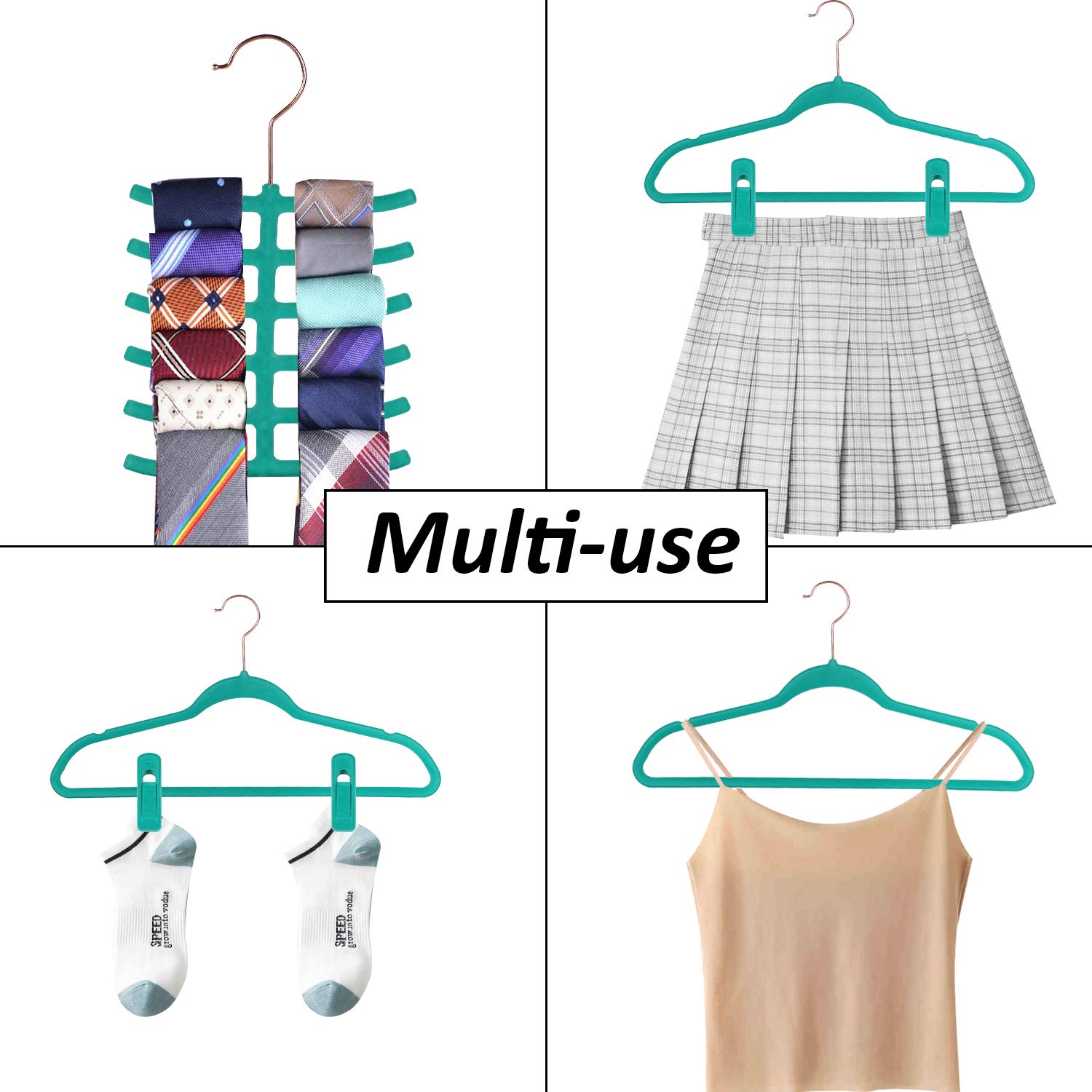 Premium Velvet Suit Hangers Heavy Duty 30 Pack - Non Slip Space Saving Clothes Hangers with 6 Finger Clips & Tie Rack for Men & Women (Teal) - Perfect for Closet Organization & Travel Luggage
