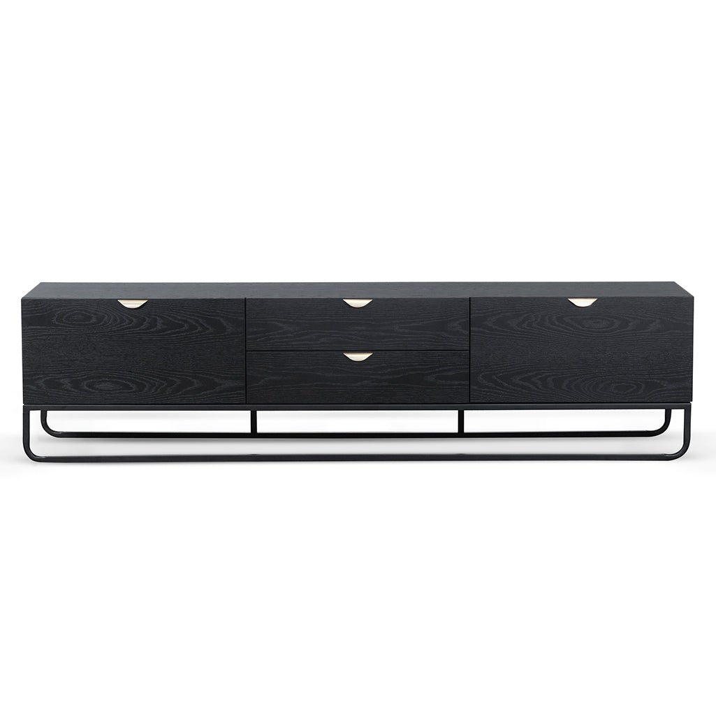 2M Black Wooden TV Stand Entertainment Unit - Modern TV Console for Living Room, Bedroom & Home Theater