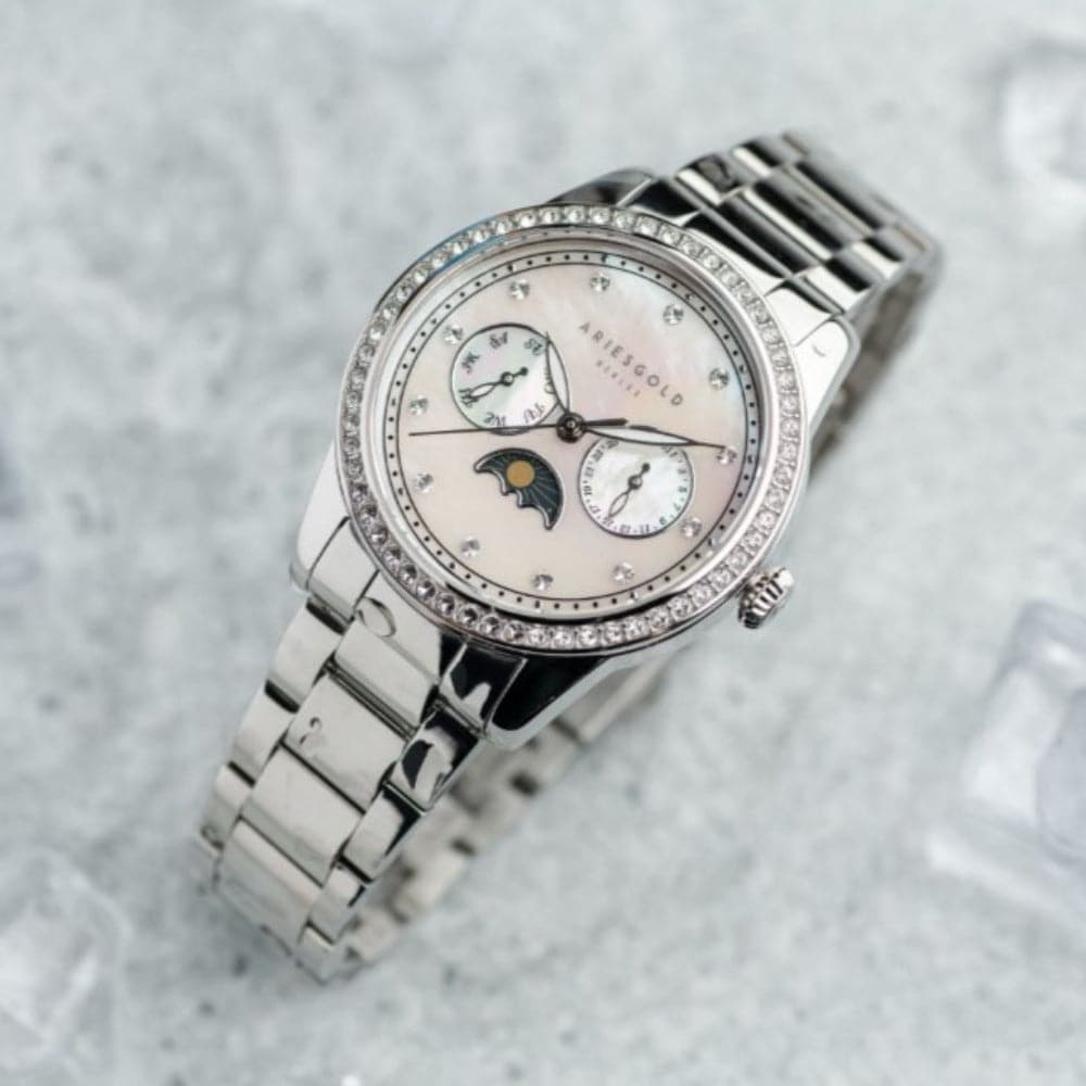 ARIES GOLD L 5040 S MP Multifunctional Stainless Steel Women's Watch - Elegant & Durable for Everyday Wear, Office & Special Occasions