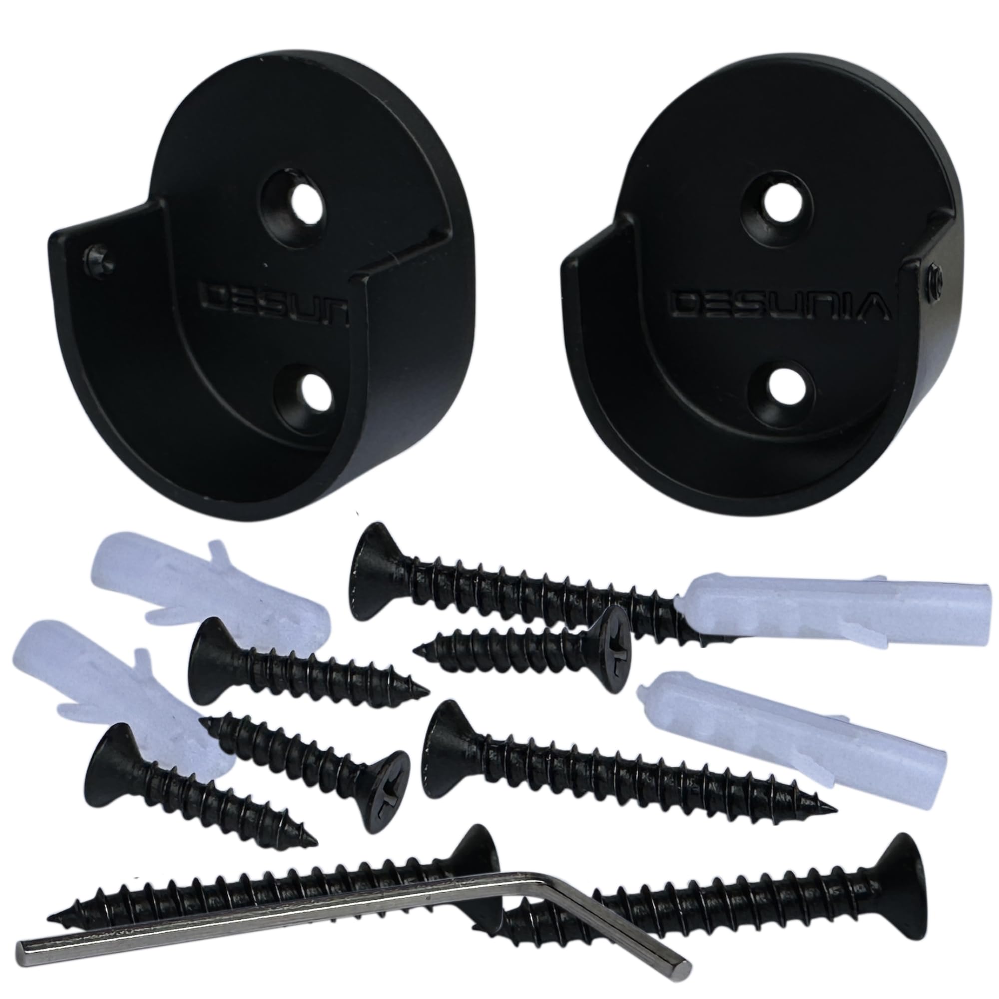 Desunia Closet Rod Support Flanges with Screw-On Attachment - Heavy Duty Closet Organizer for Hanging Clothes, Coats & Accessories | Perfect for Bedroom Wardrobes, Walk-in Closets & Storage Organization