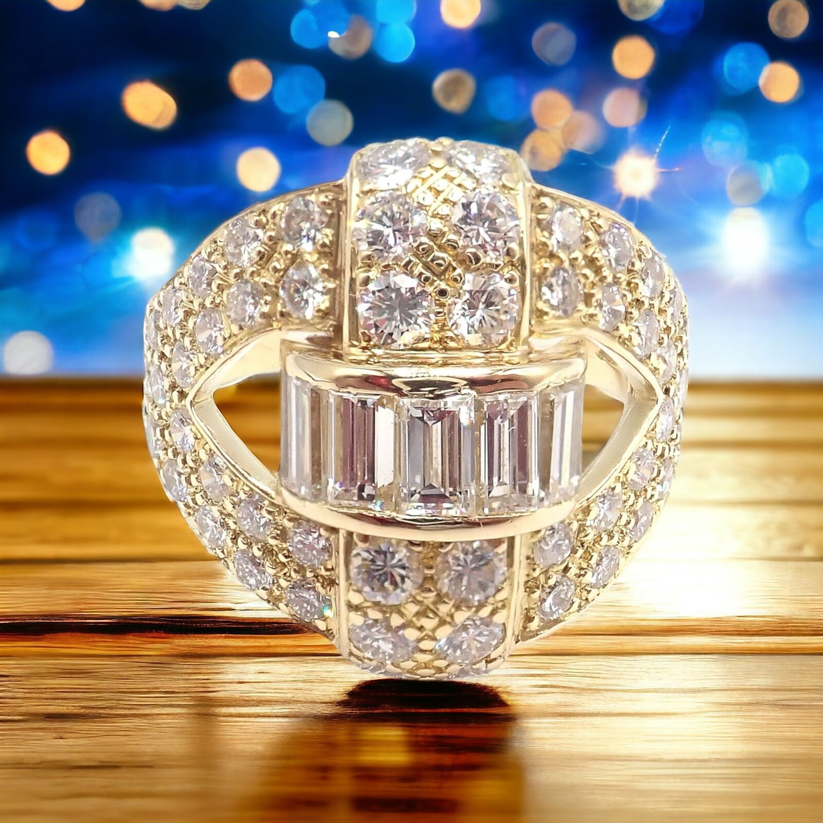 Authentic Piaget 18K Yellow Gold 3 Carat Diamond Cocktail Ring for Women | Luxury Vintage Jewelry | Perfect for Parties, Weddings & Special Occasions