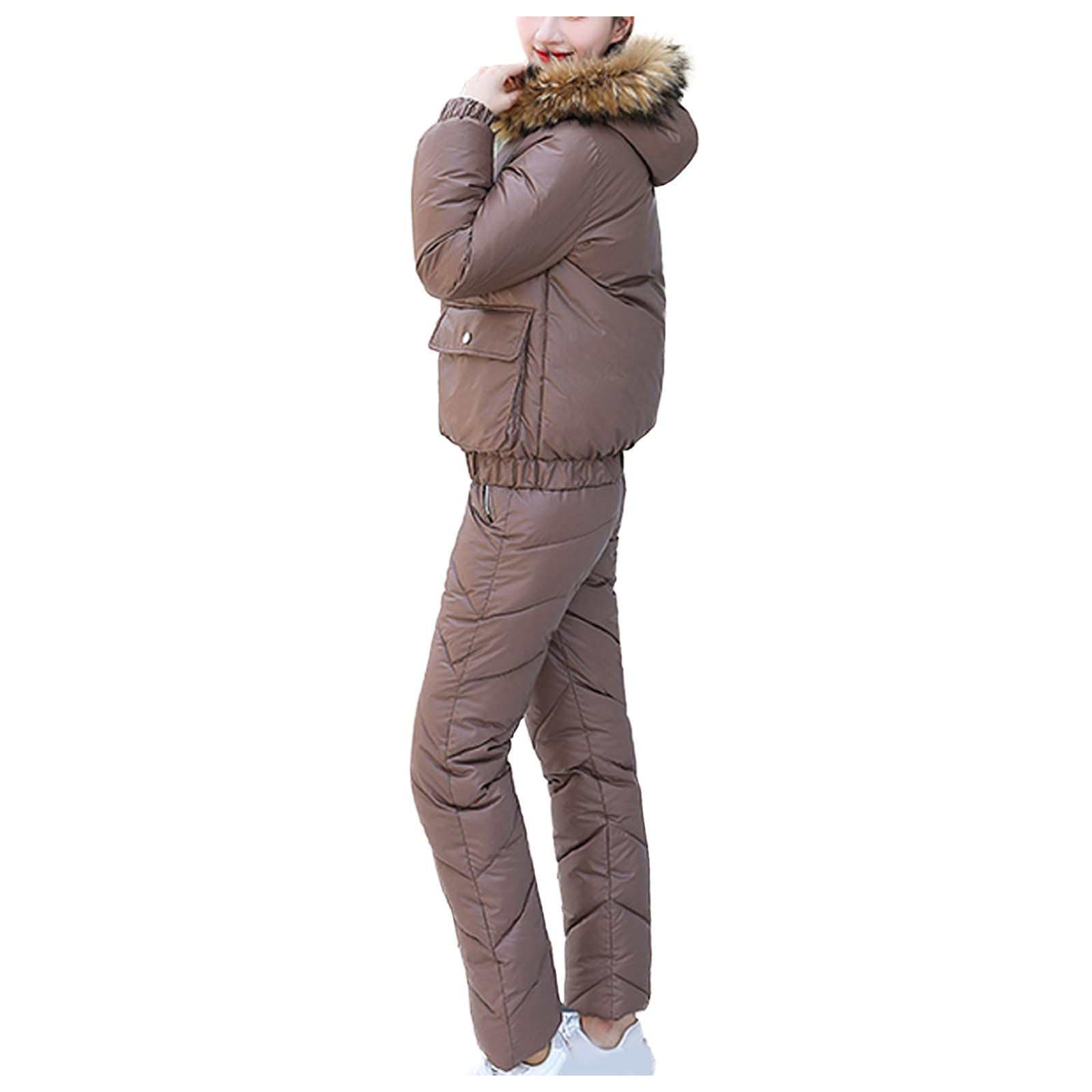 KPO Women's Hooded Ski Suit - Waterproof Winter Snowboard Jacket & Pants Set, Thermal Insulated Cotton-Padded Snowsuit for Skiing, Snowboarding & Outdoor Winter Sports