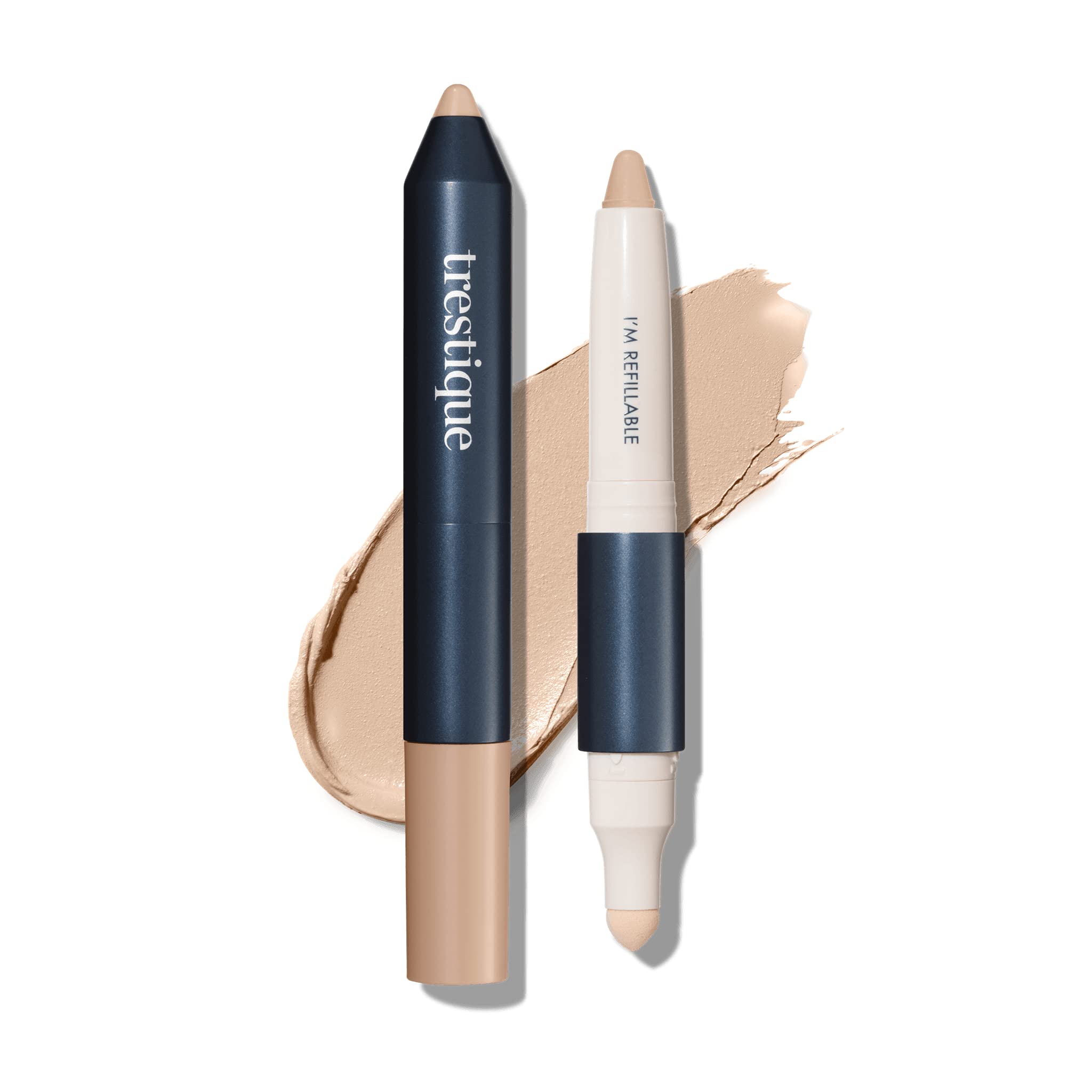Trestique Refillable Concealer Crayon with Built-In Blending Sponge | Vegan, Clean Beauty Under Eye Concealer | Perfect for Dark Circles & Blemishes | Travel-Friendly & Sustainable Makeup Essential