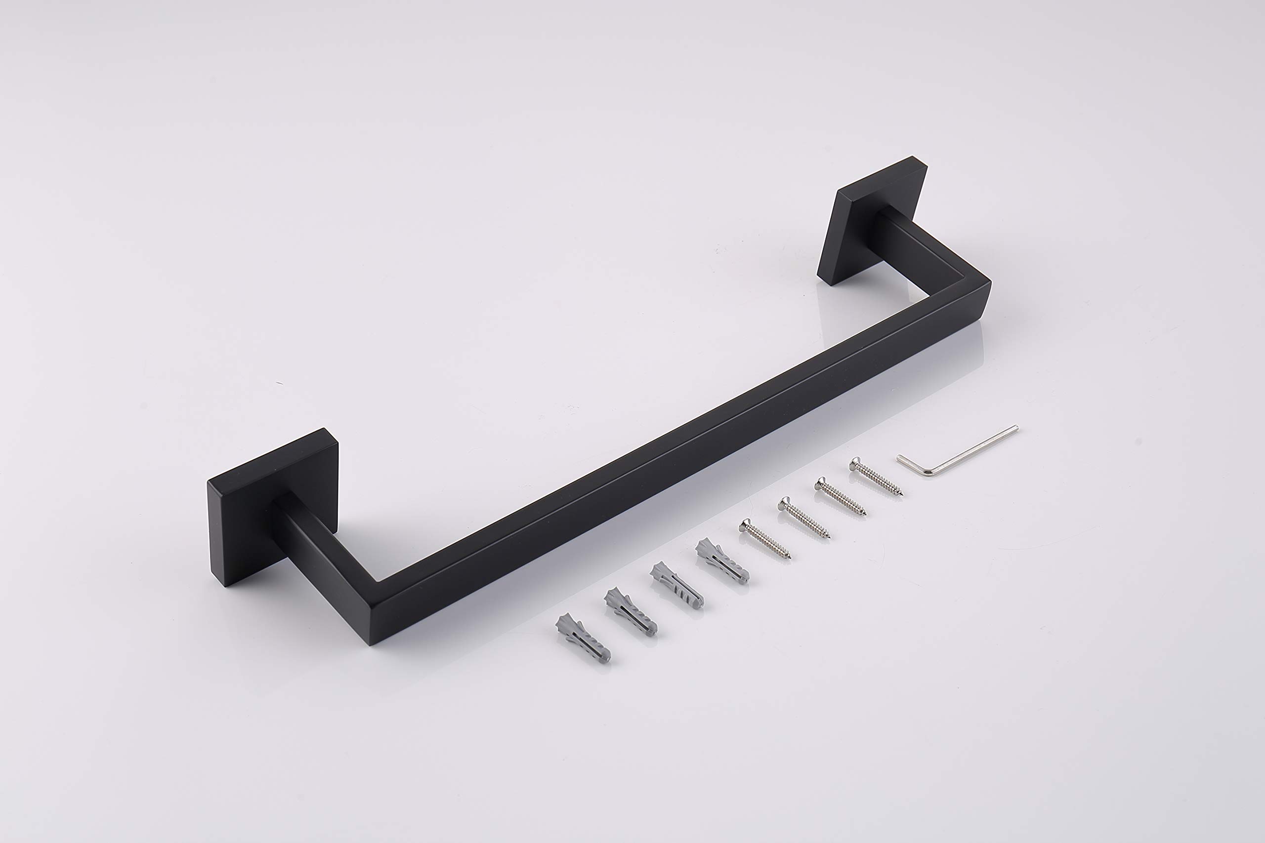 16 Inch Black Stainless Steel Towel Bar - Heavy Duty SUS 304 Bathroom & Kitchen Towel Holder with Wall Mount Screws - Matte Black Finish for Modern Home Decor (Perfect for Bathrooms, Kitchens, Laundry Rooms & Spa Areas)