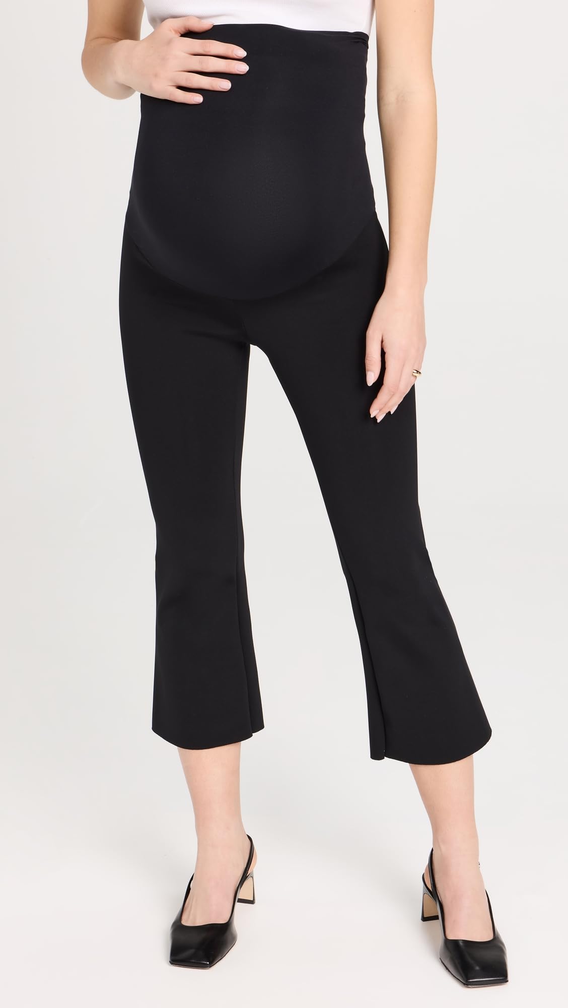 Commando Women's High Waist Neoprene Maternity Leggings - Stretchy Cropped Flare Yoga Pants for Pregnancy Comfort & Workout