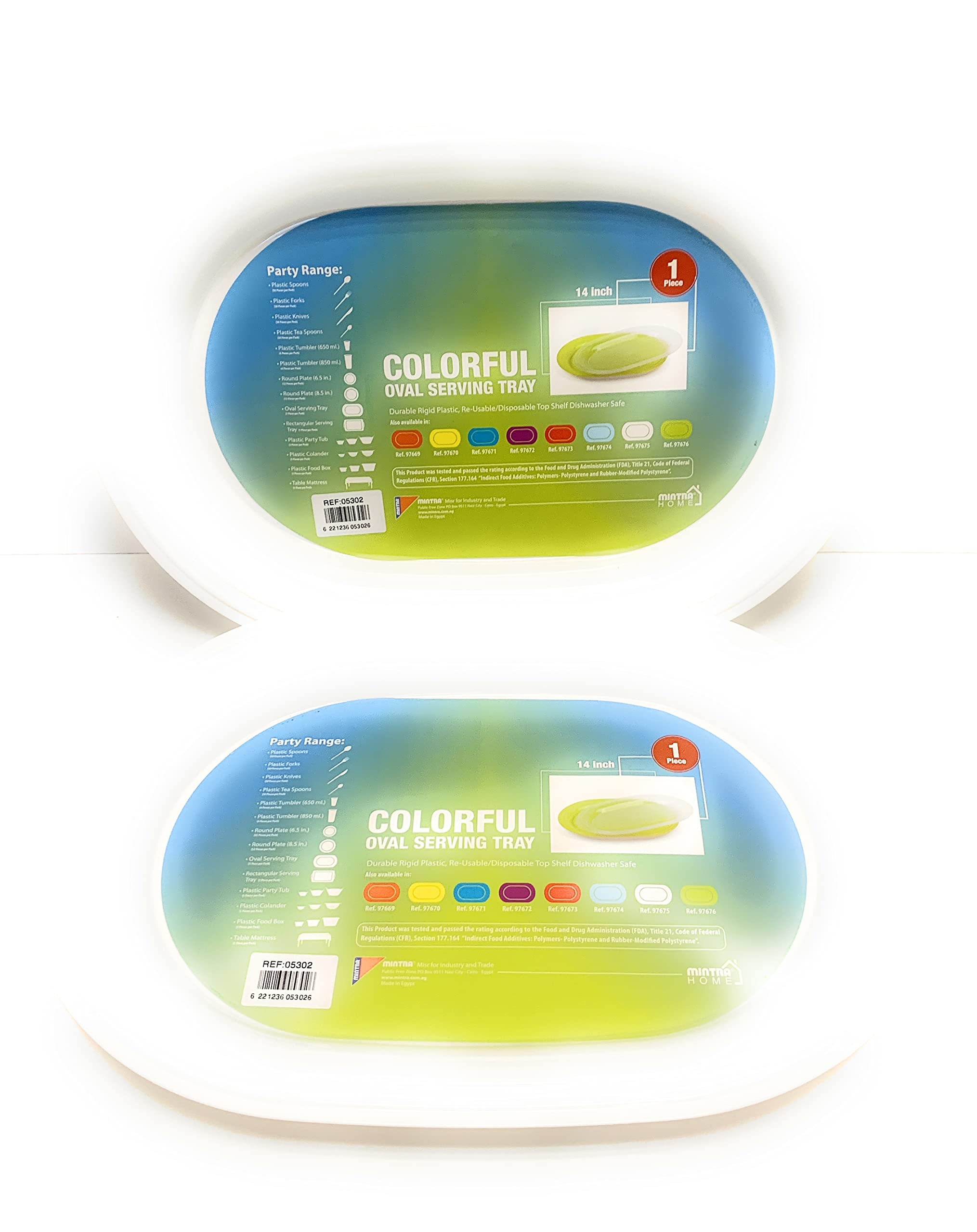 Mintra Home Reusable Plastic Plates - White Oval Serving Trays (2-Pack) - Perfect for Parties, Picnics & Outdoor Dining