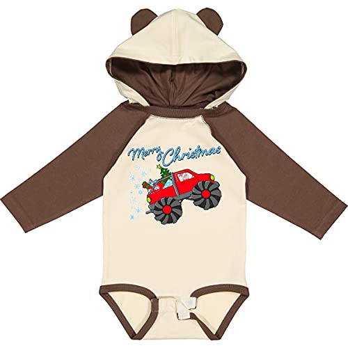 Santa Drives a Monster Truck Christmas Long Sleeve Baby Bodysuit - Cute Holiday Outfit for Infants & Toddlers - Perfect for Family Photos, Holiday Parties & Festive Celebrations