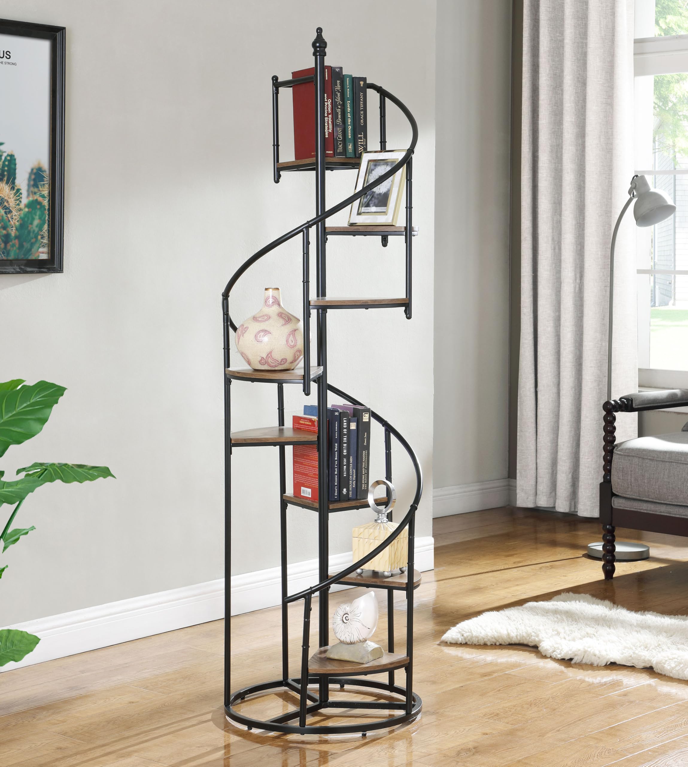Rustic Brown and Black Wooden Bookcase by Coaster Furniture - 805675 - Perfect for Living Room, Home Office, and Library Storage
