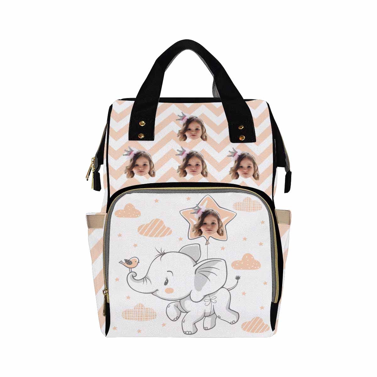 Personalized Elephant School Backpack for Girls & Teens - Custom Photo Kids Backpack for Birthday, Children's Day & Back to School - Cute Durable Bookbag for Elementary & Middle School Students