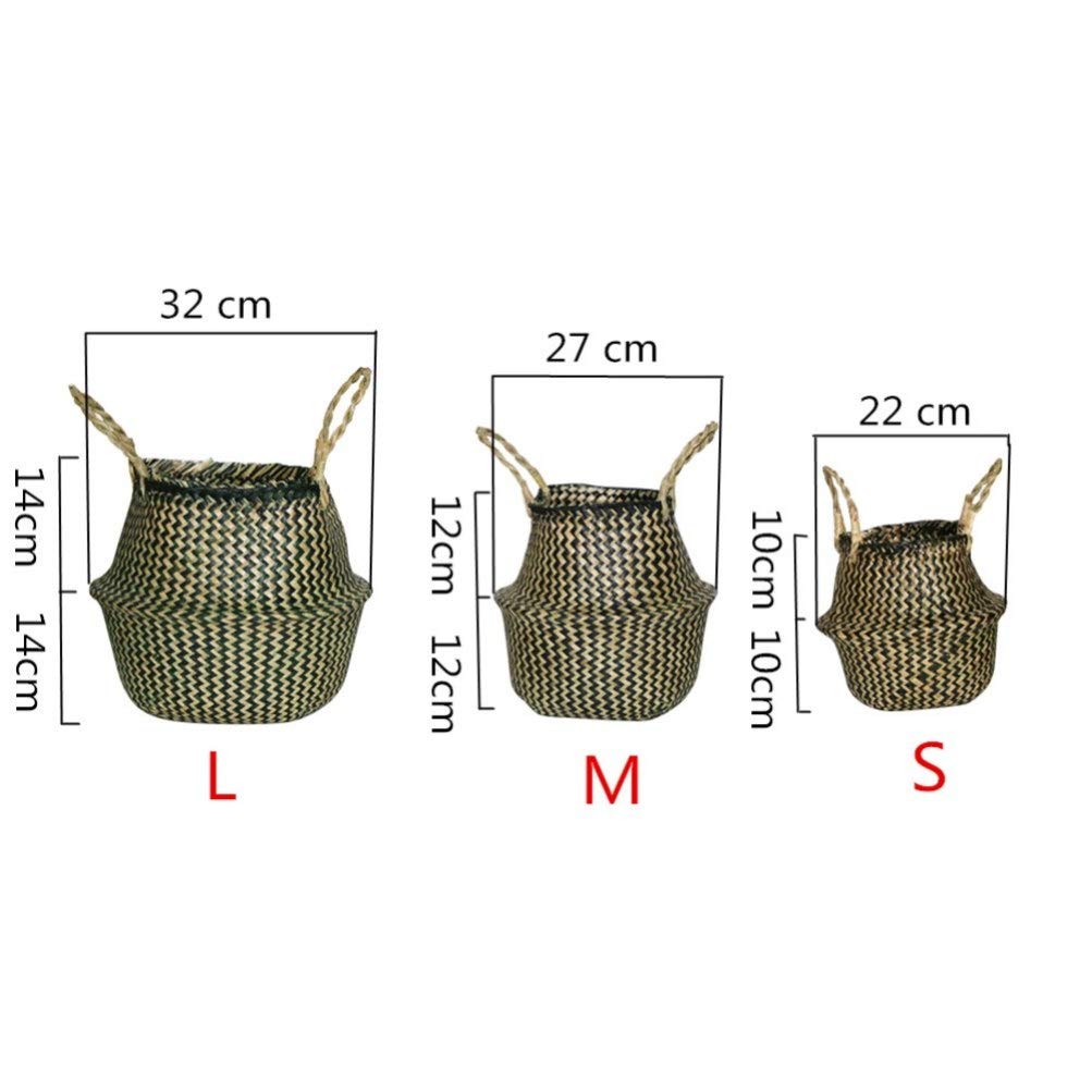 Handmade Seagrass Foldable Woven Basket - Natural Laundry Hamper, Storage Organizer & Plant Pot Cover | Perfect for Nursery, Bathroom & Boho Home Decor