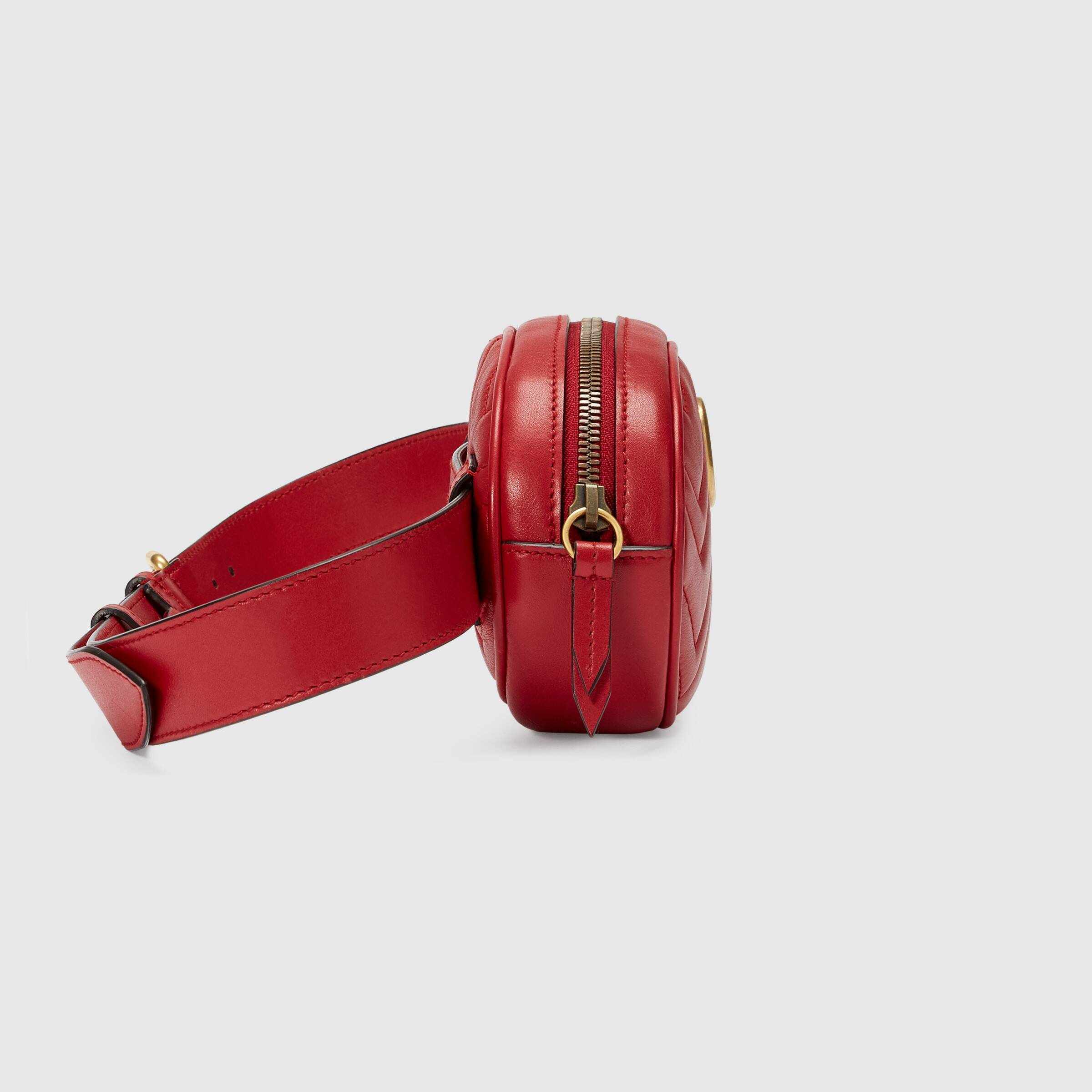 Gucci GG Marmont Matelassé Leather Belt Bag in Hibiscus Red | Crossbody Fanny Pack for Women | Perfect for Travel, Concerts & Everyday Use