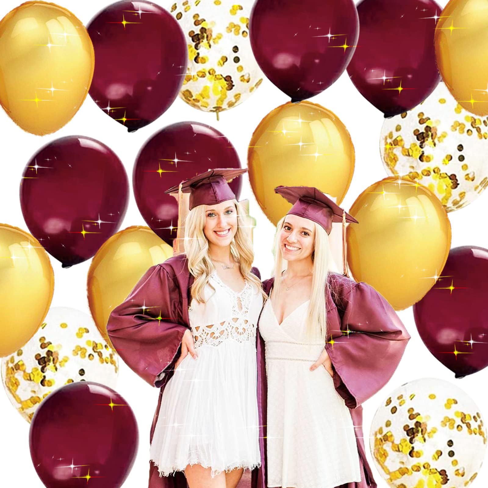 2025 Maroon & Gold Graduation Decorations | Burgundy Graduation Party Supplies | Fall Bridal Shower Decor | Maroon Gold Balloons | Elegant Birthday Party Decor for Women - Perfect for Graduation Ceremonies, Fall Weddings & Birthday Celebrations