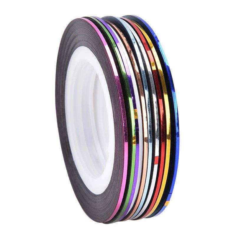 Vibrant Colored Striping Tape Rolls Pack - 1mm Wide Decorative Tape for Scrapbooking, DIY Crafts, Gift Wrapping & Nail Art Designs