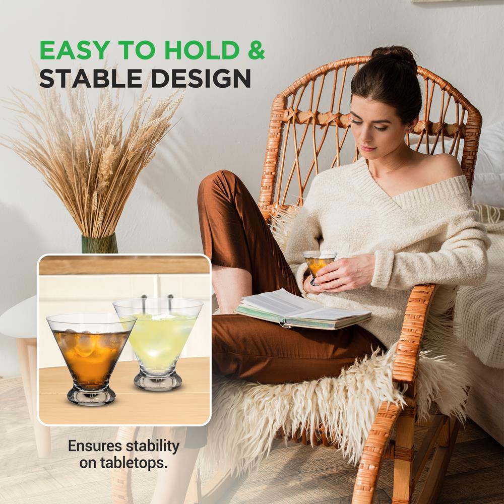 Premium Crystal Clear Cocktail Glasses Set - 12-Piece Shatterproof Barware for Margaritas, Martinis & Mojitos - Elegant Drinkware for Home Bars, Parties & Wedding Receptions
