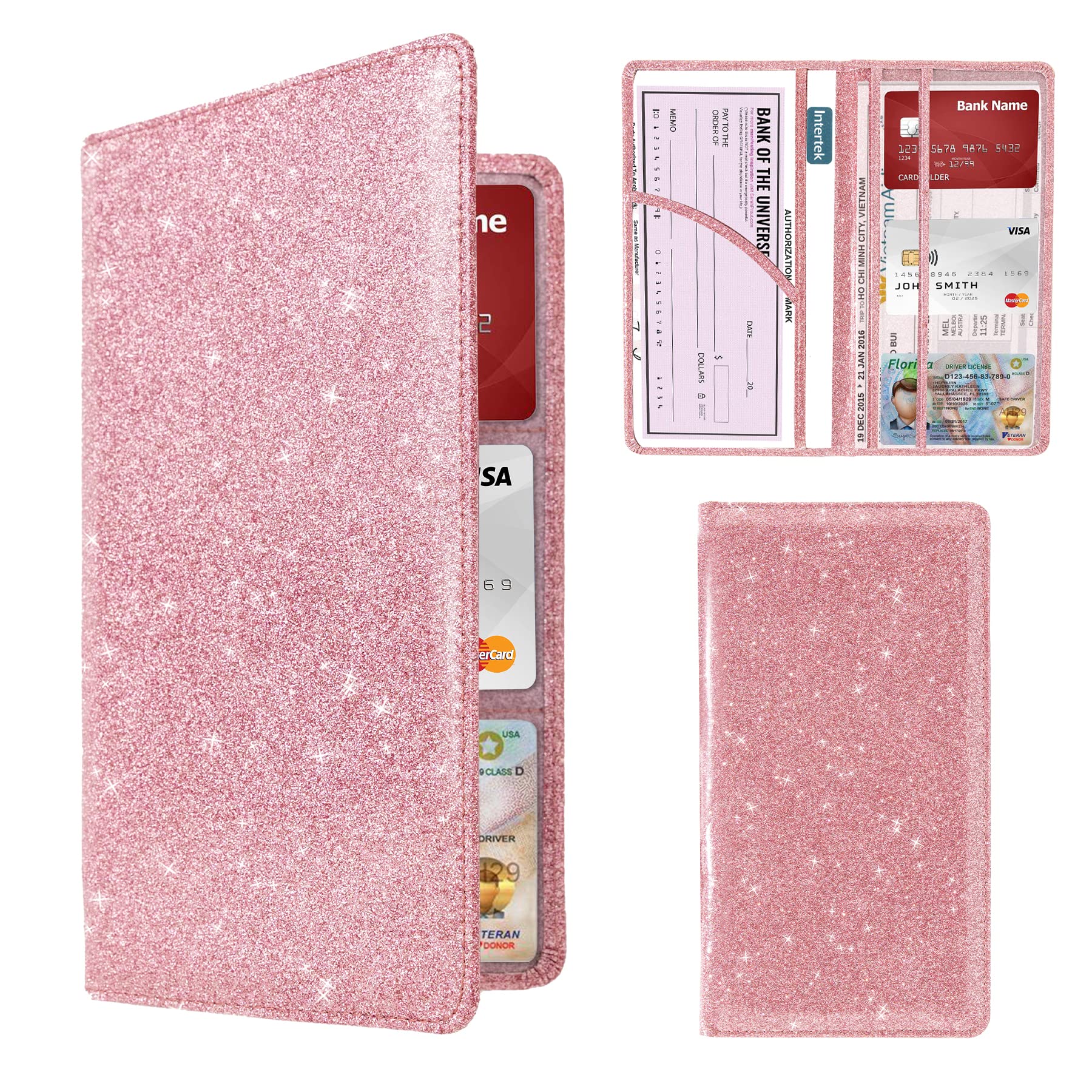 Car Registration and Insurance Holder - Pink Bling Card Organizer for Women & Men | Perfect for Glove Box, Wallet, or Purse - Keep Documents Safe & Stylish