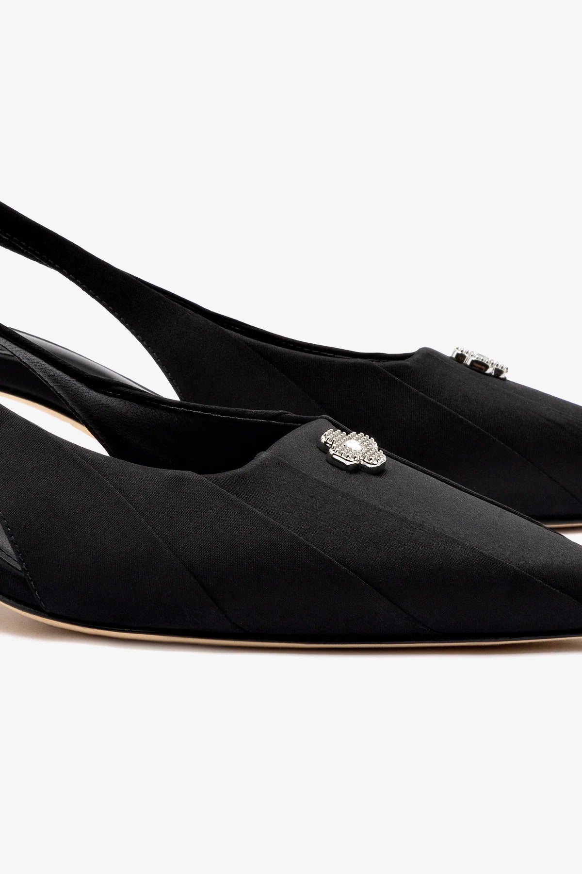 Maxine Pump Shoes for Women - Black Fabric Comfortable Heels for Work, Party & Special Occasions