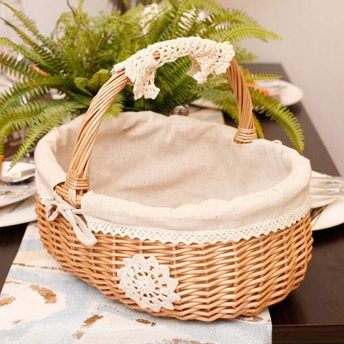Hand-Woven Wicker Picnic Basket - Multifunctional Storage Organizer for Eggs, Candy, Bath Toys & Kids Toys | Perfect for Gift Wrapping, Picnics, Home Decor & Nursery Organization